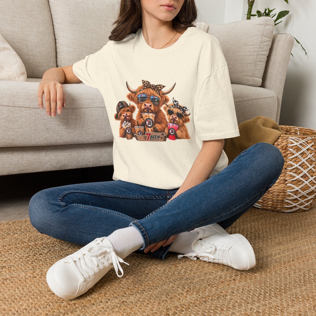 Cow Trio Graphic T-Shirt — Cute Highland Cow Family with Sunglasses & Bandanas