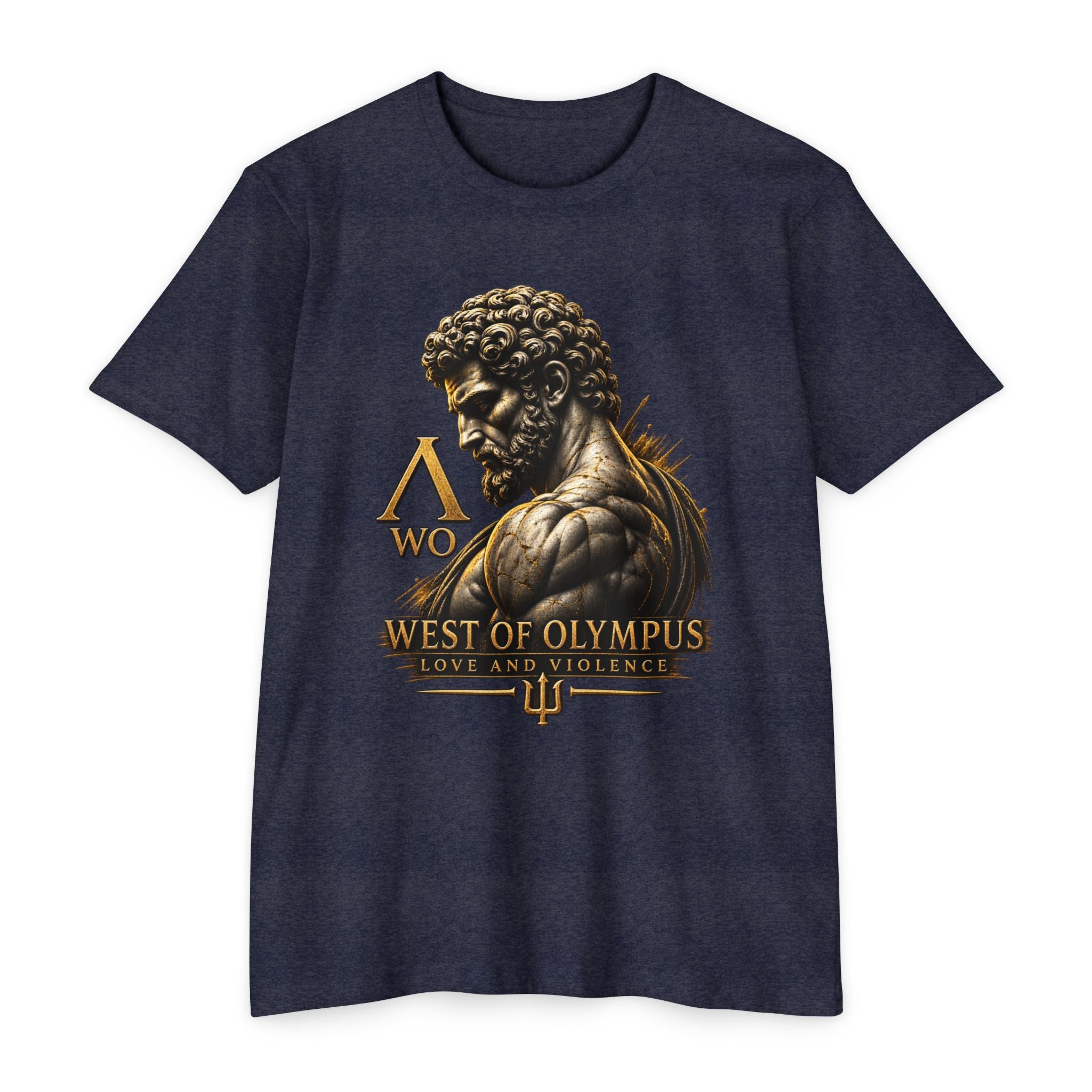 West of Olympus T-Shirt — Mythic Warrior Trident Design