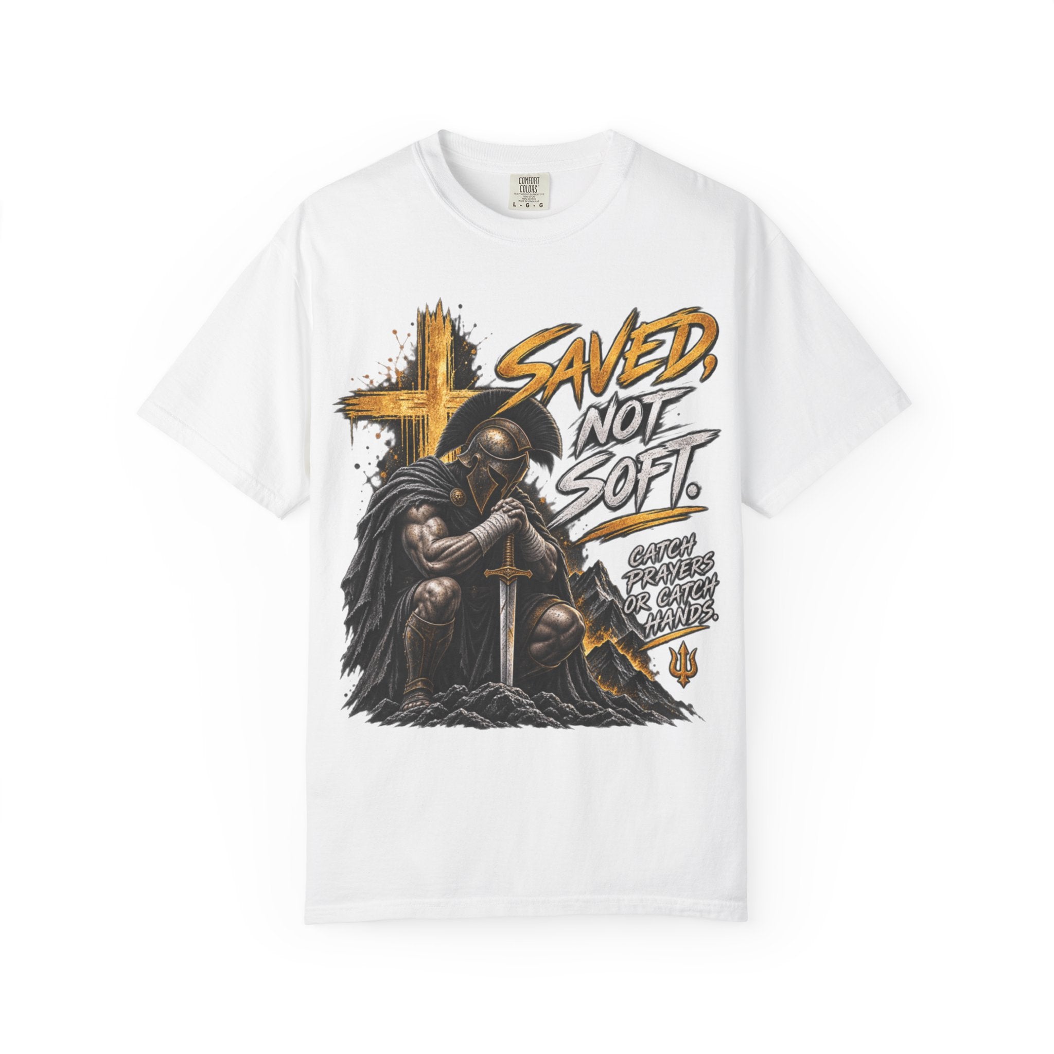 Christian Knight T-Shirt — "Saved Not Soft" Inspirational Faith Graphic Tee