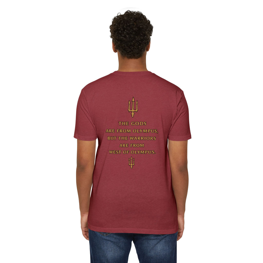 West of Olympus T-Shirt — Mythic Warrior Trident Design