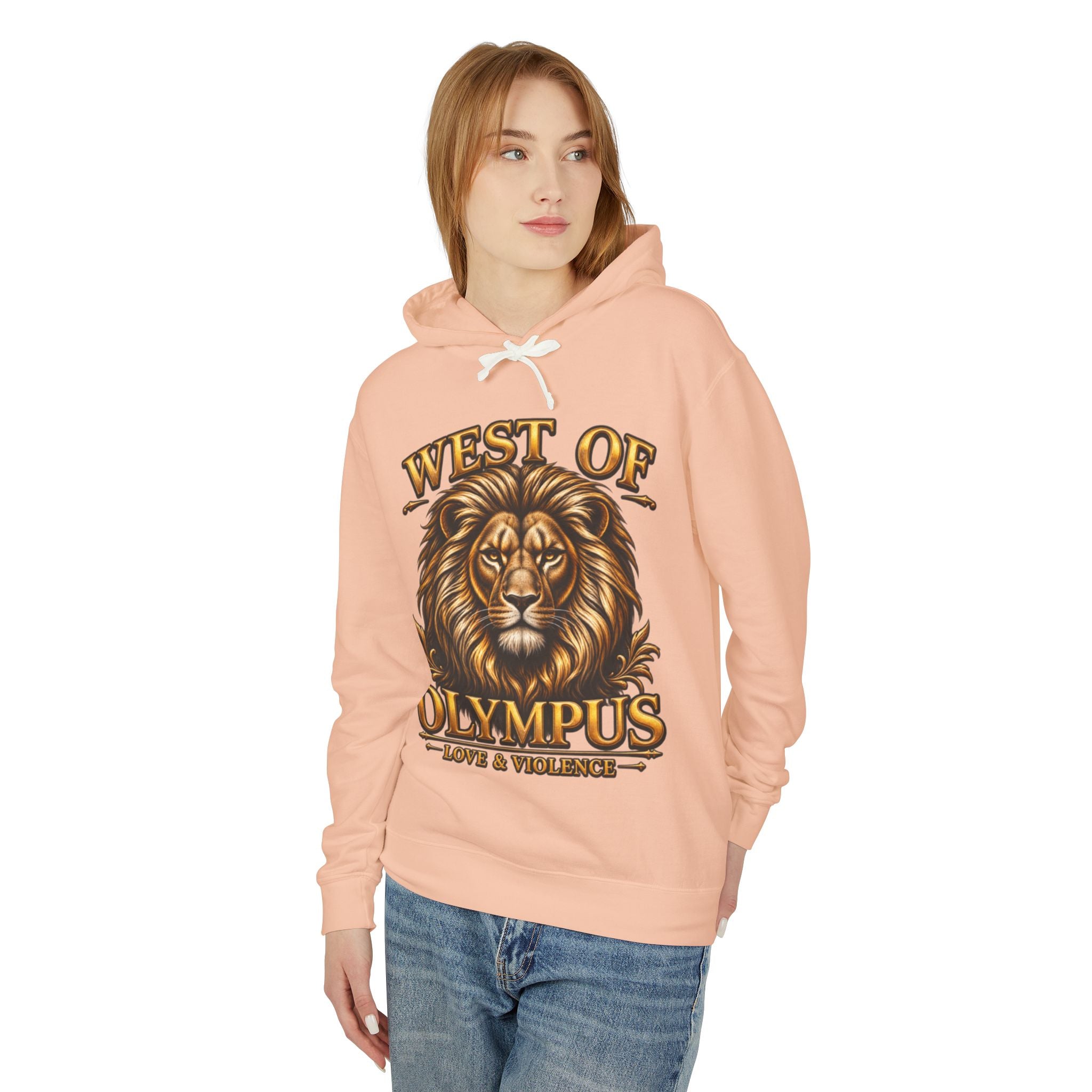 AAA West of Olympus Lion Hoodie — "Love & Violence" Graphic Pullover