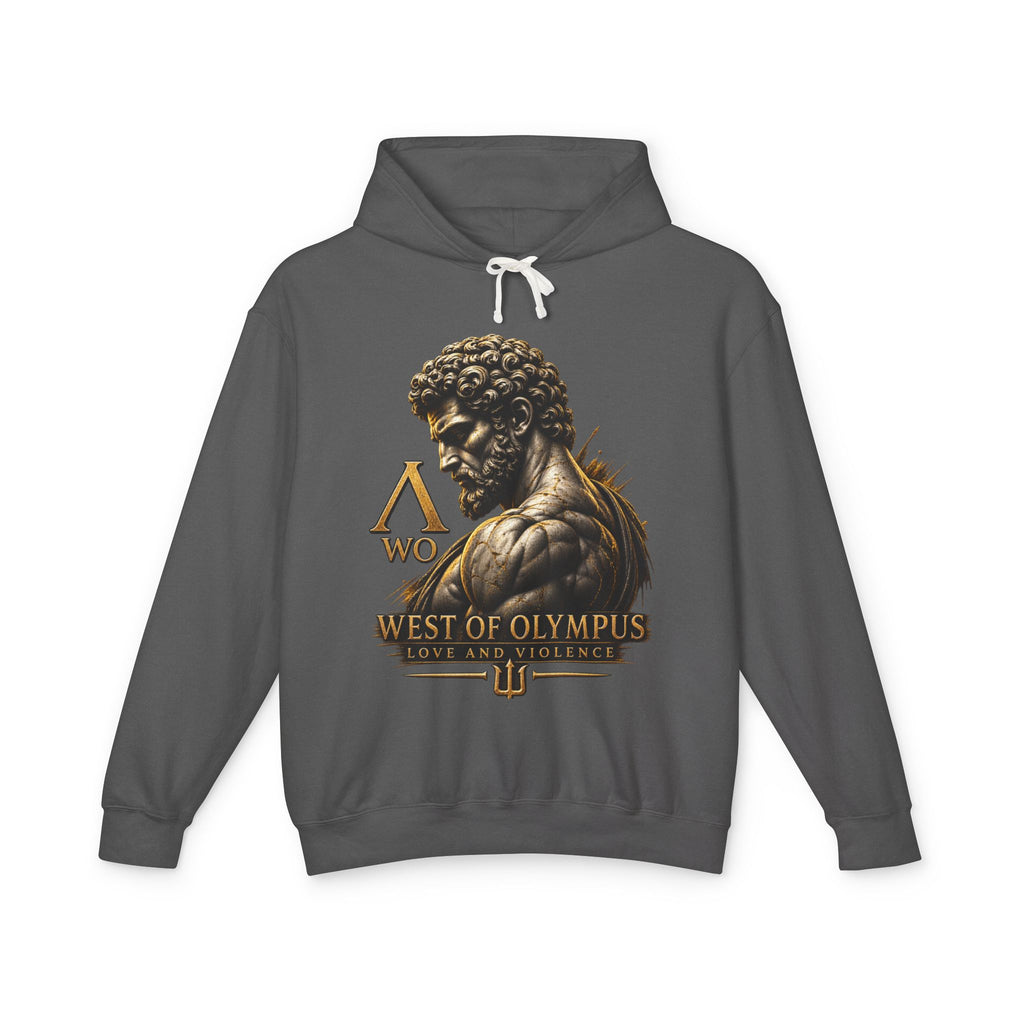 West of Olympus Hoodie — Greek Mythology God Statue Graphic Hoodie