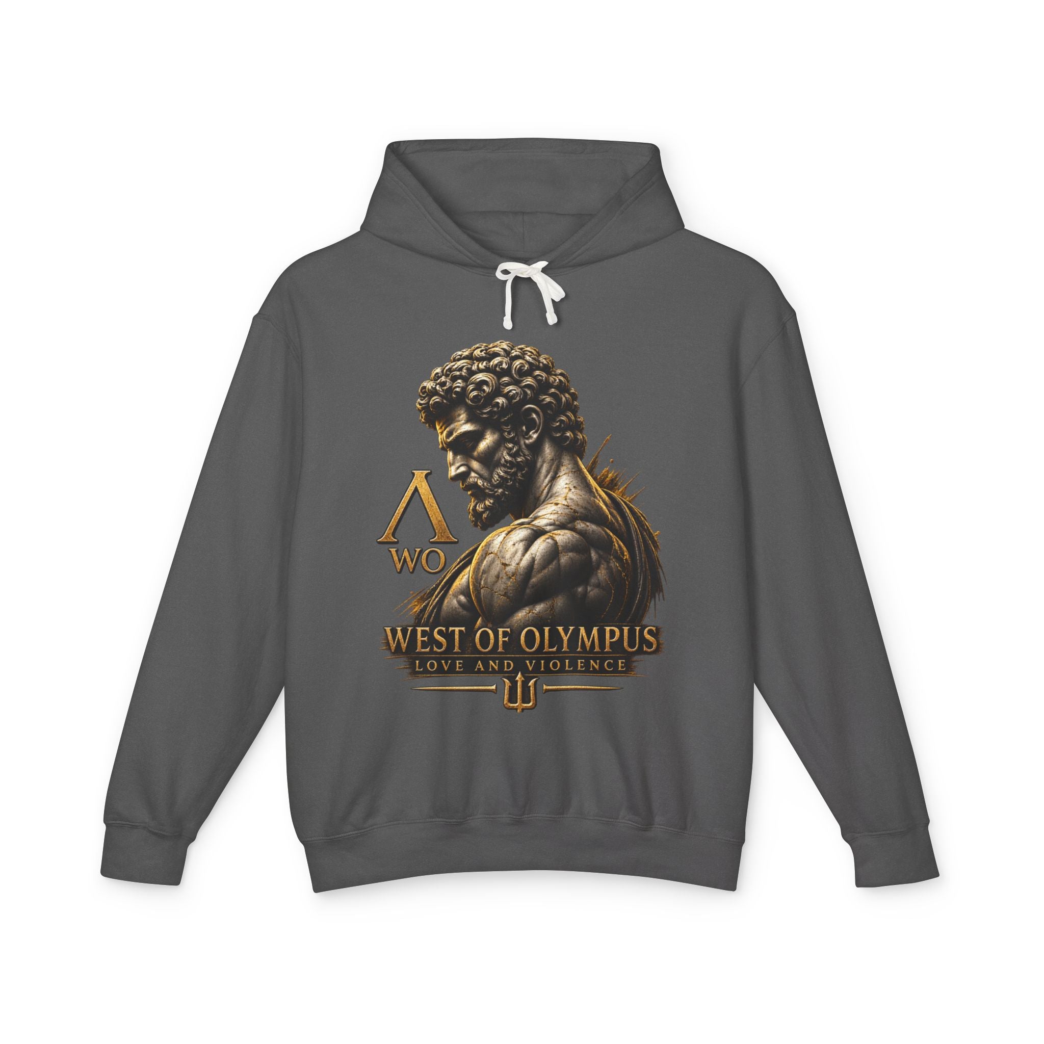West of Olympus Hoodie — Greek Mythology God Statue Graphic Hoodie