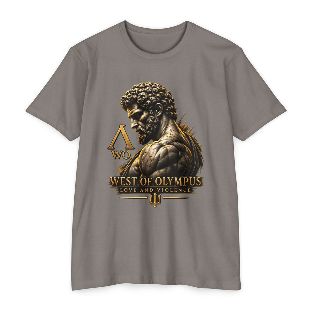 West of Olympus T-Shirt — Mythic Warrior Trident Design
