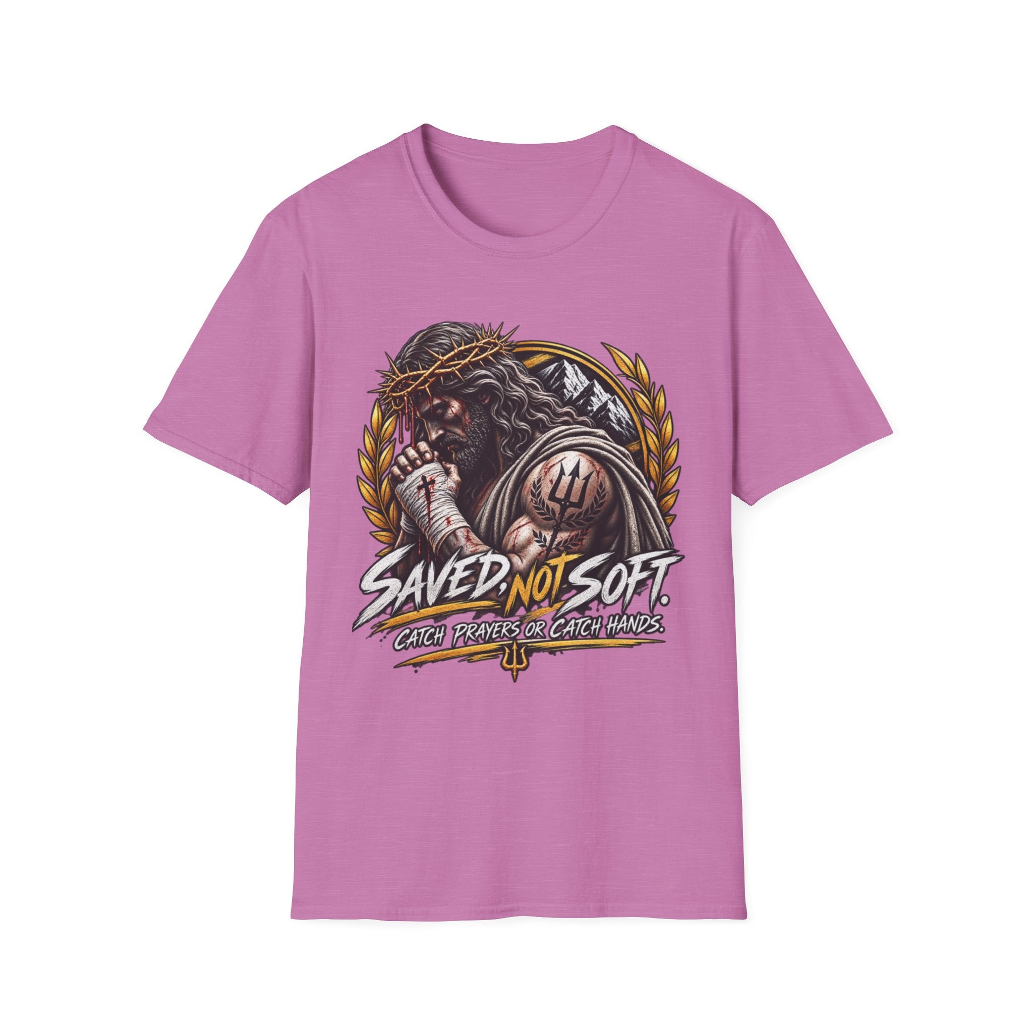 Saved Not Soft T-Shirt — Christian Jesus Crown of Thorns Faith Tee