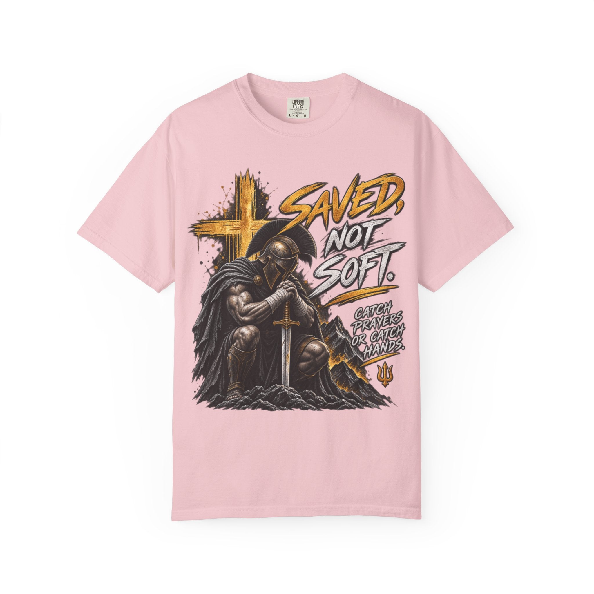 Christian Knight T-Shirt — "Saved Not Soft" Inspirational Faith Graphic Tee