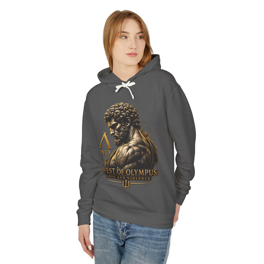 West of Olympus Hoodie — Greek Mythology God Statue Graphic Hoodie