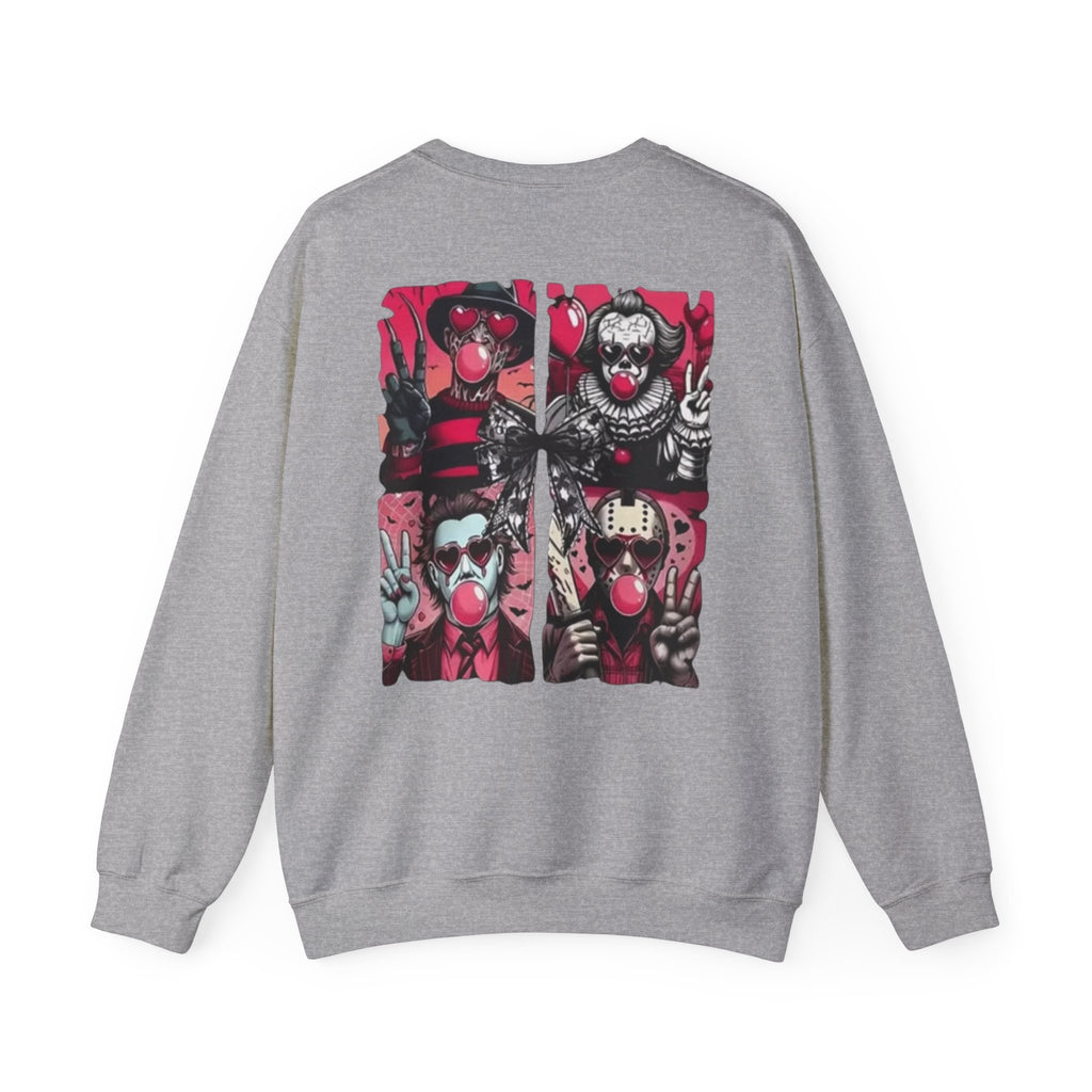 Clown Riot Crewneck Sweatshirt – Pink Horror Patchwork Graphic