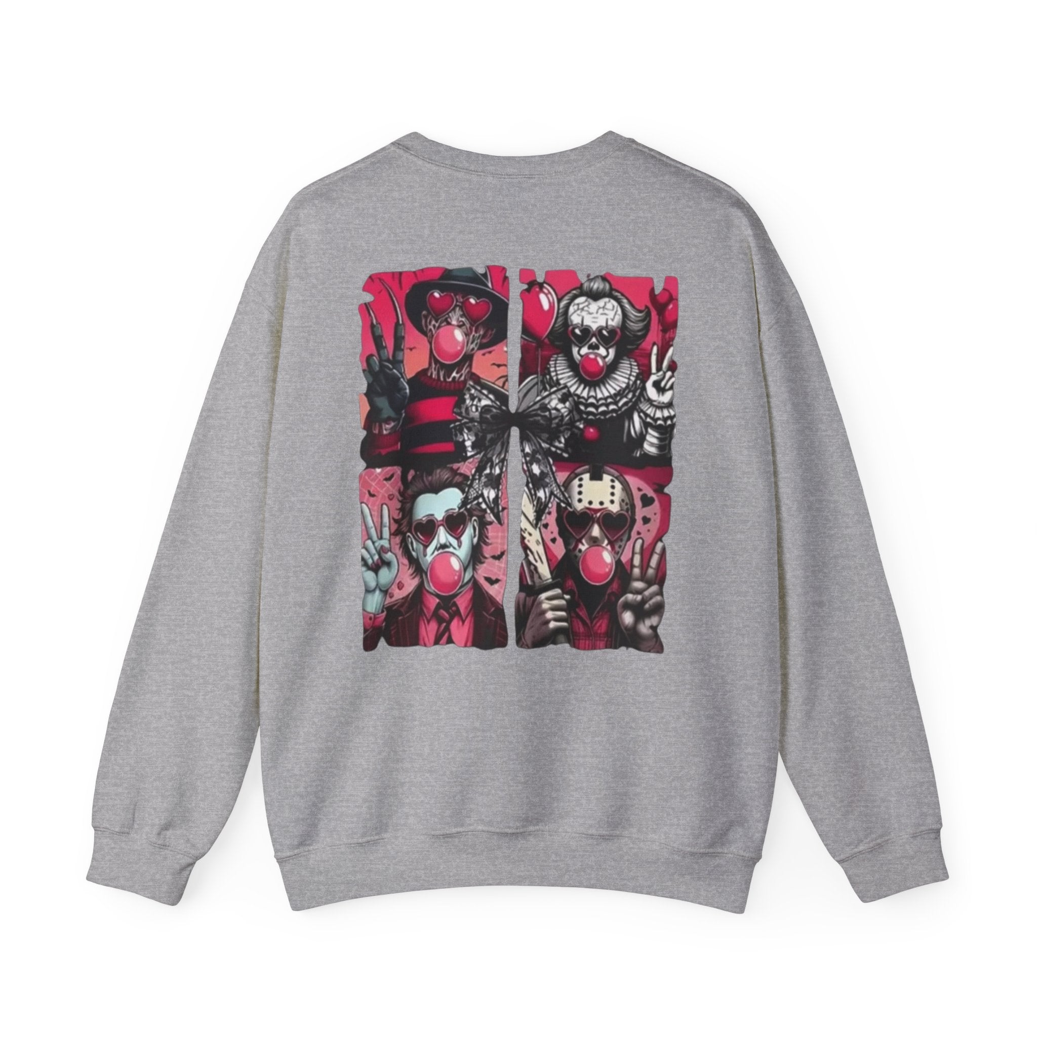 Clown Riot Crewneck Sweatshirt – Pink Horror Patchwork Graphic
