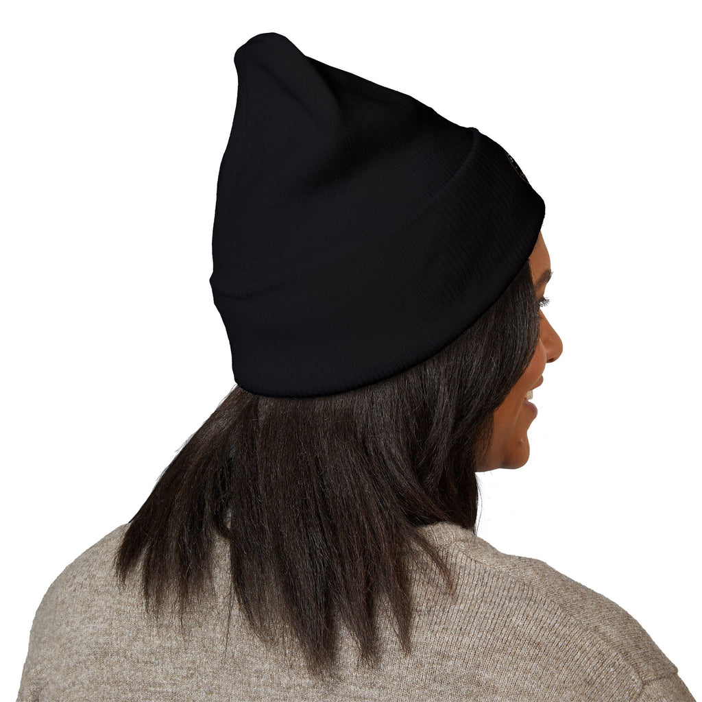 Embroidered Classic Cuffed Beanie — Vintage Crest Knit Hat