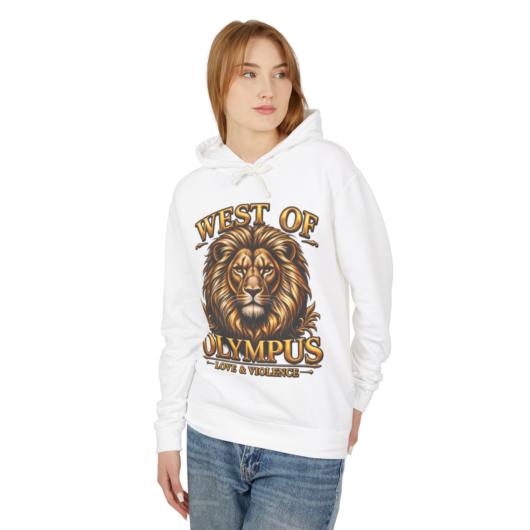 AAA West of Olympus Lion Hoodie — "Love & Violence" Graphic Pullover