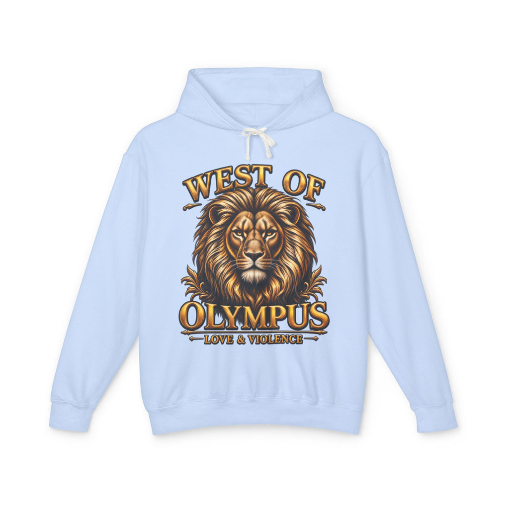 AAA West of Olympus Lion Hoodie — "Love & Violence" Graphic Pullover