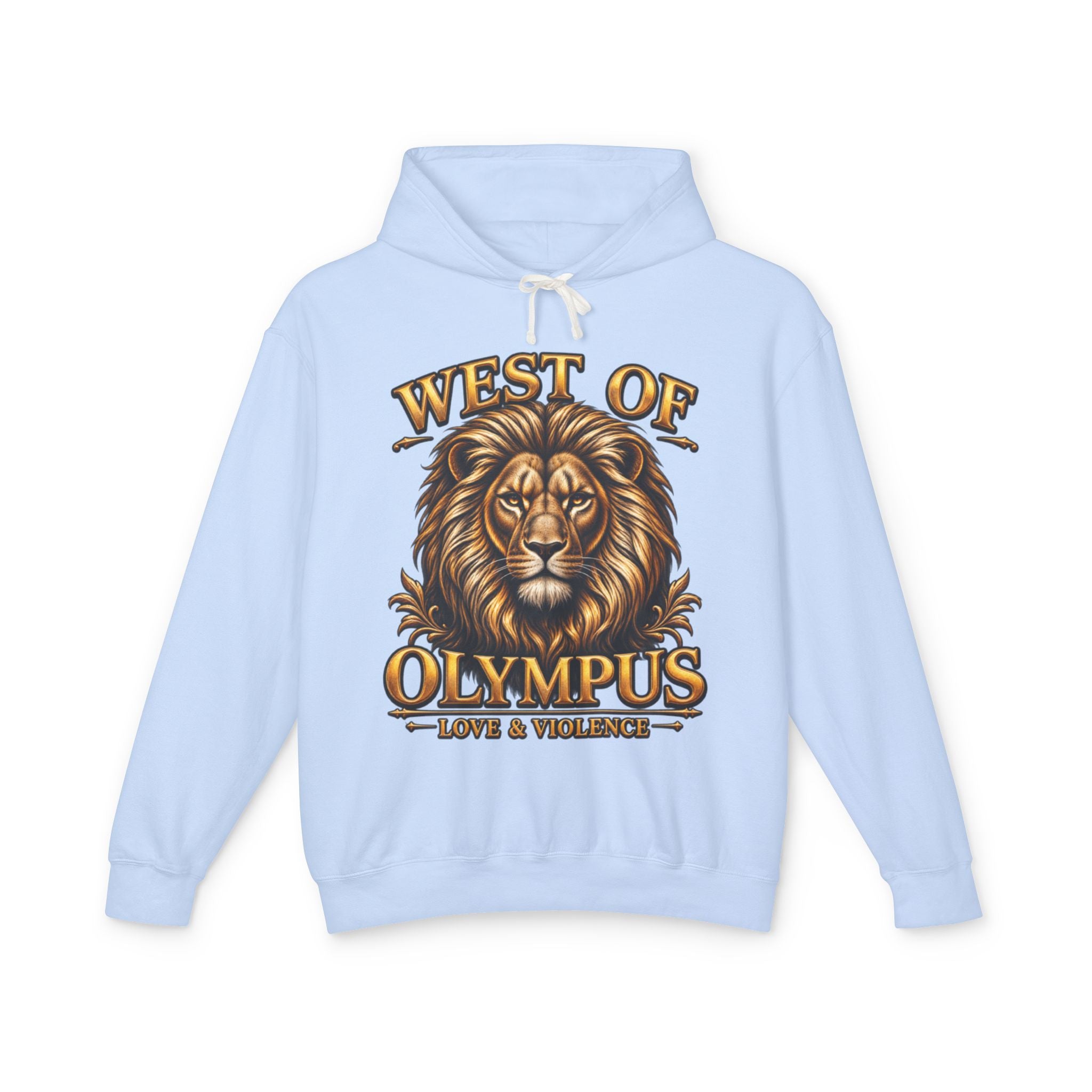 AAA West of Olympus Lion Hoodie — "Love & Violence" Graphic Pullover