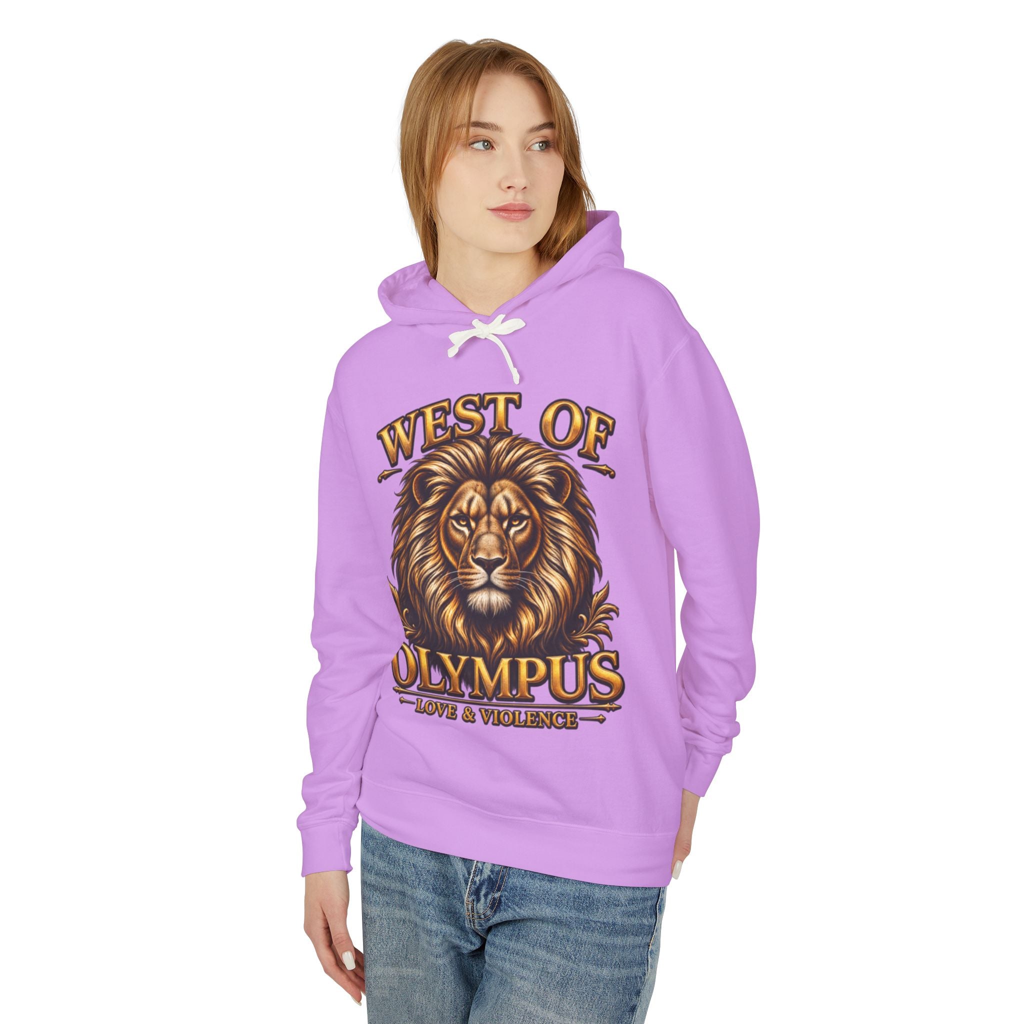 AAA West of Olympus Lion Hoodie — "Love & Violence" Graphic Pullover