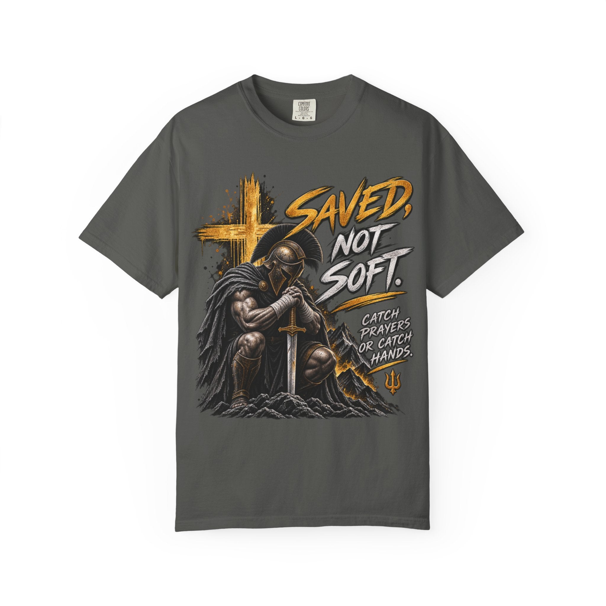 Christian Knight T-Shirt — "Saved Not Soft" Inspirational Faith Graphic Tee