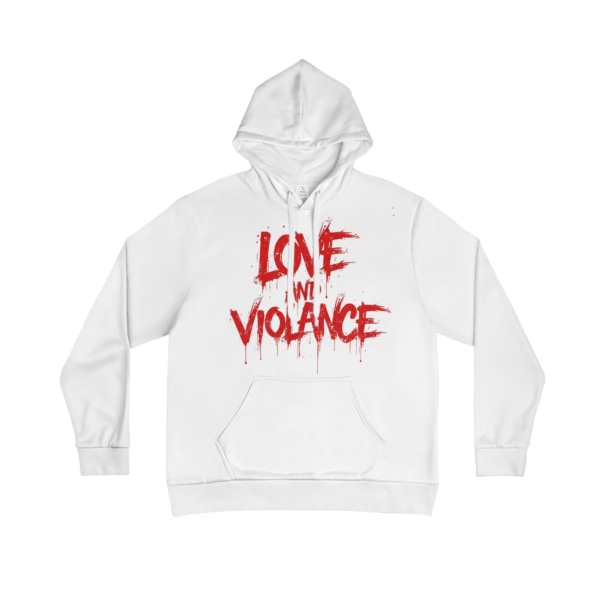 Love and Violence Hoodie — Distressed Red Graffiti Pullover