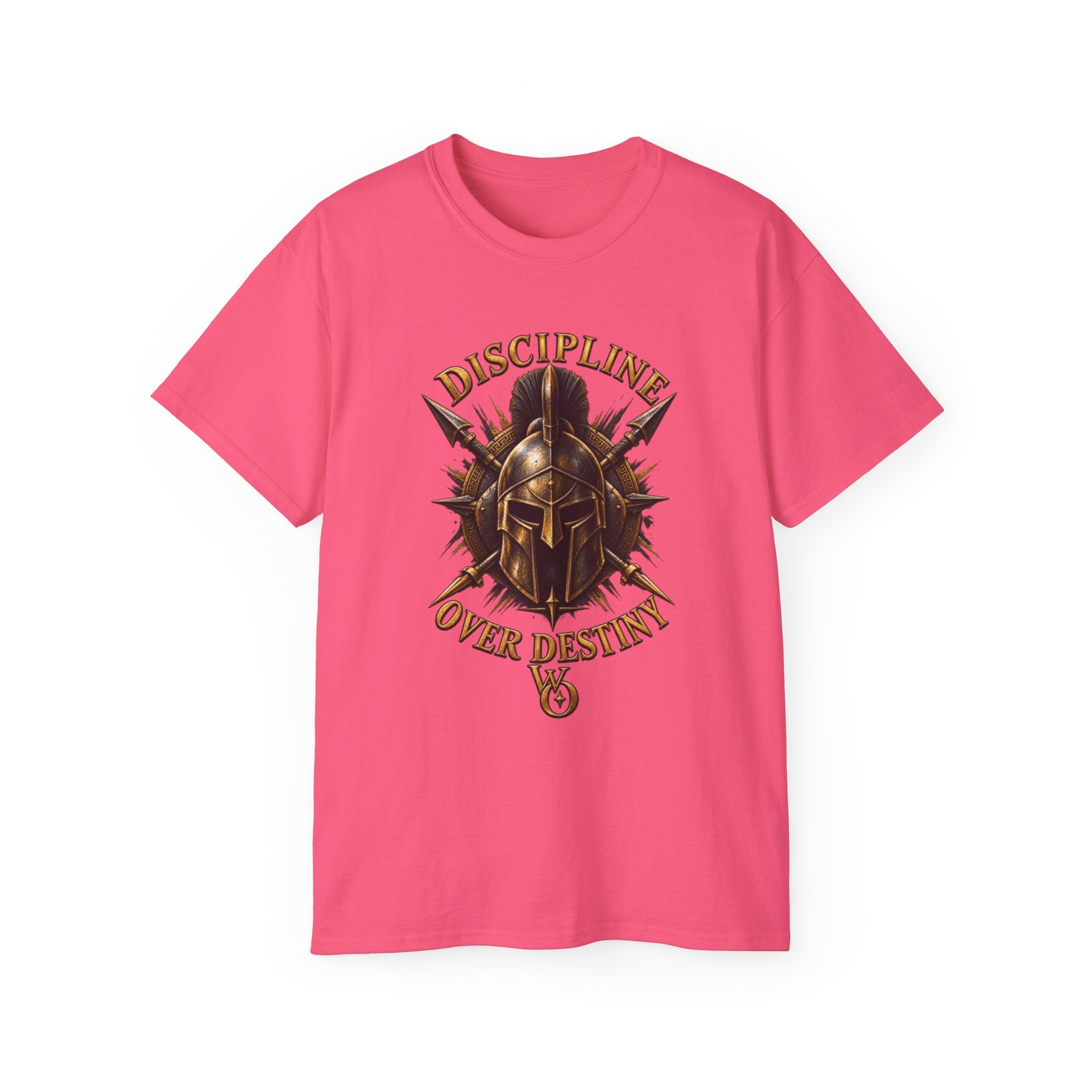AA Discipline Over Destiny Tee — Forged Not Favored Spartan Helmet T-Shirt