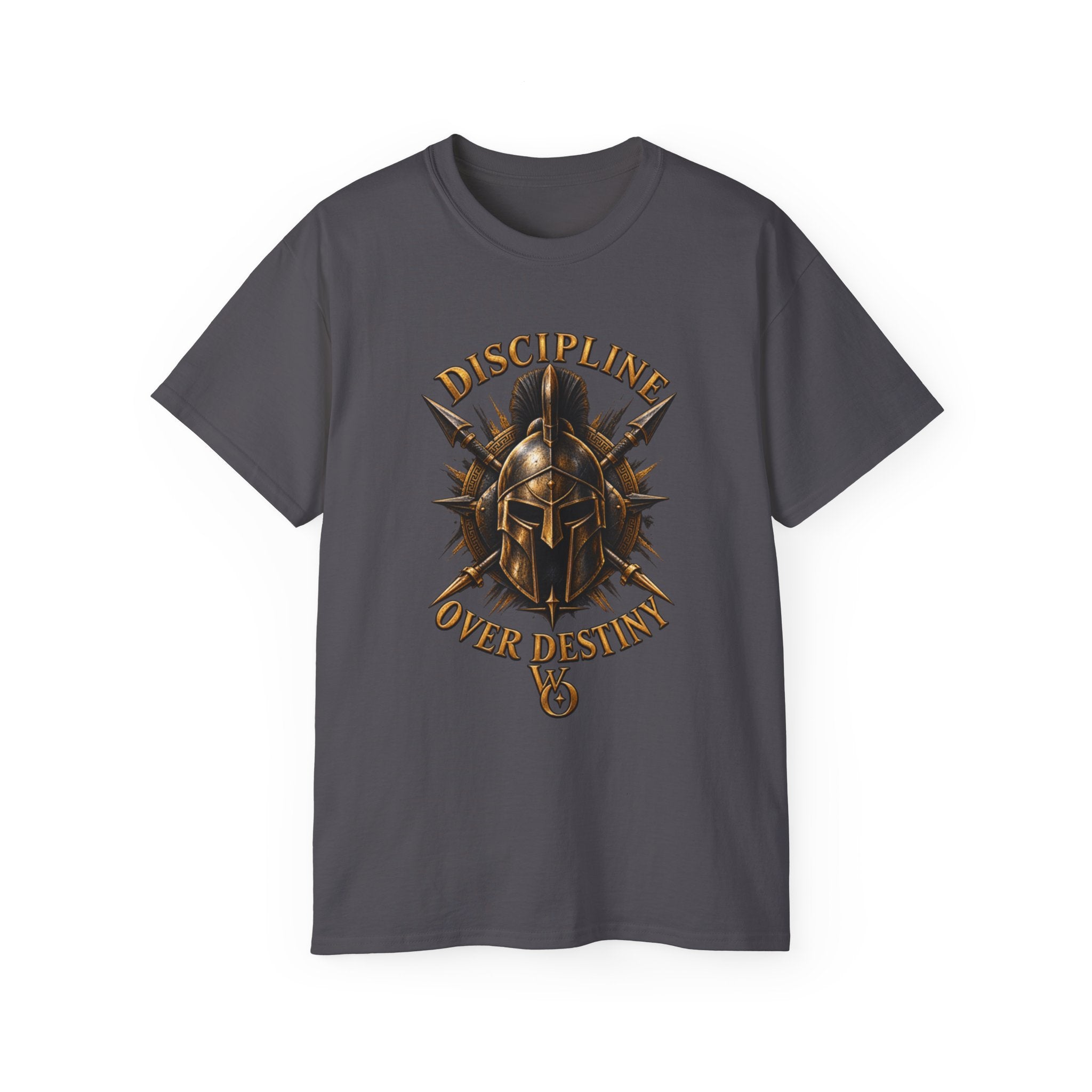 AA Discipline Over Destiny Tee — Forged Not Favored Spartan Helmet T-Shirt