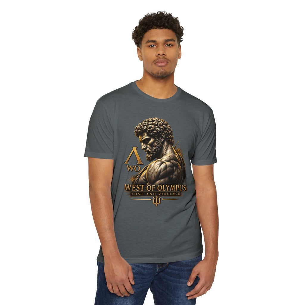 West of Olympus T-Shirt — Mythic Warrior Trident Design