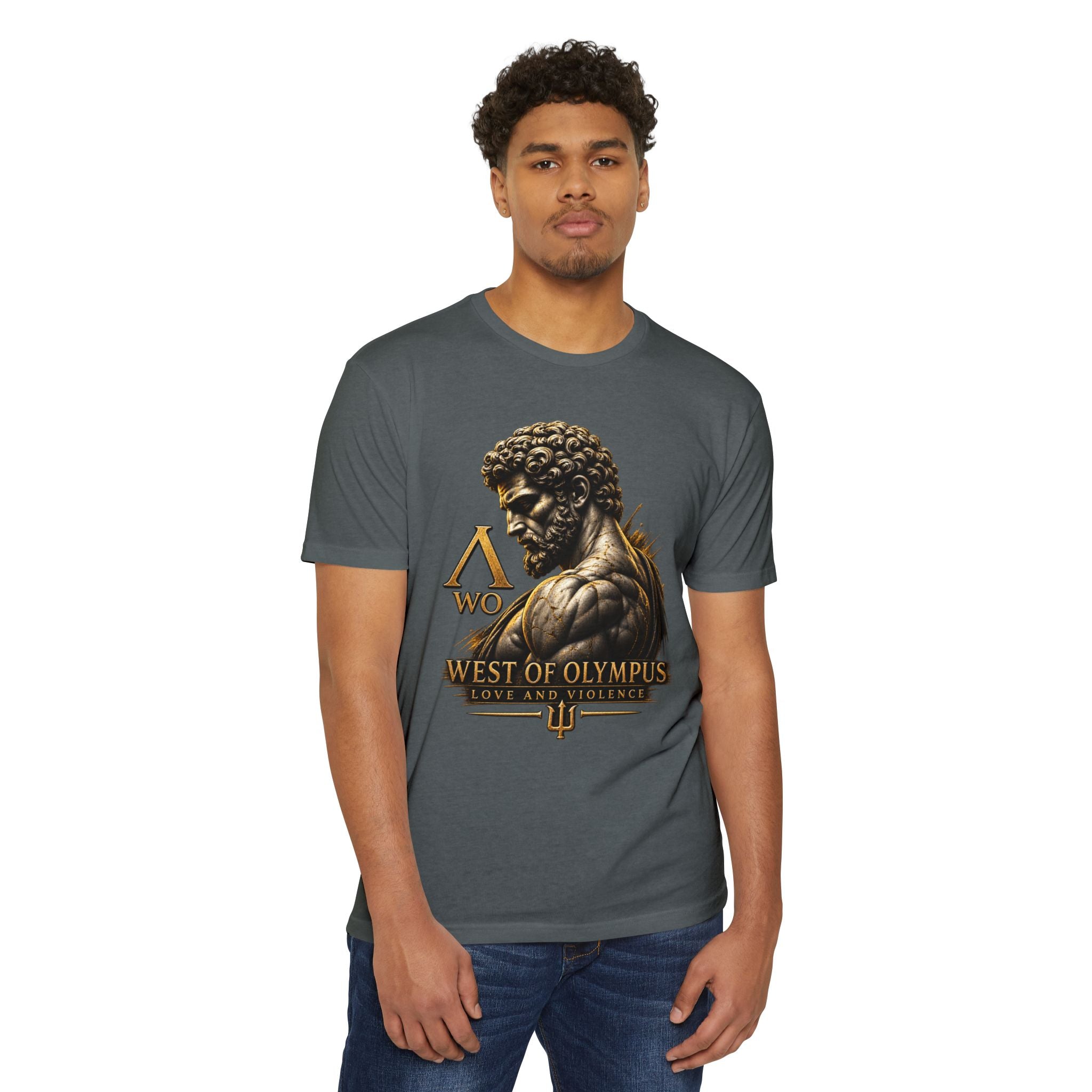 West of Olympus T-Shirt — Mythic Warrior Trident Design