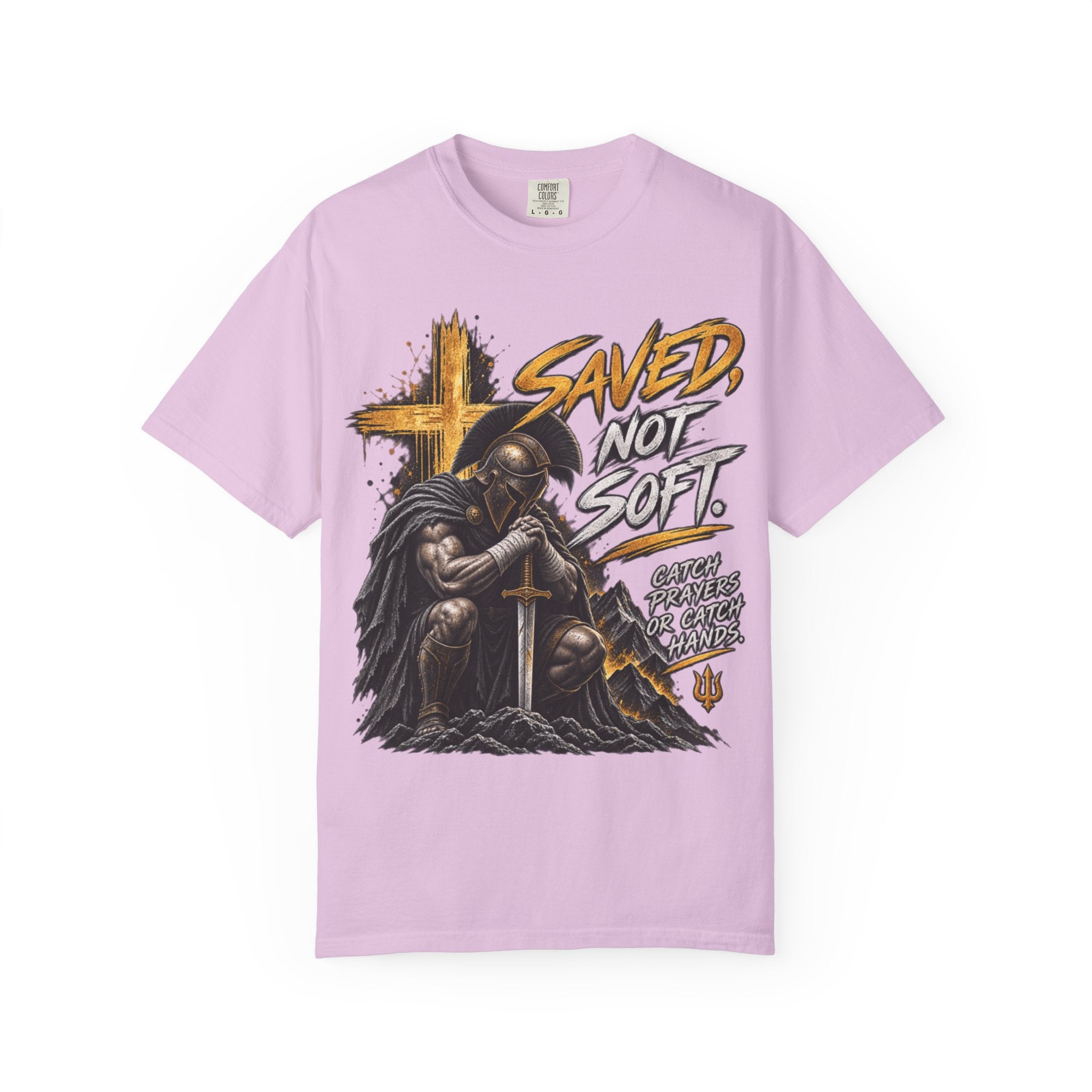 Christian Knight T-Shirt — "Saved Not Soft" Inspirational Faith Graphic Tee