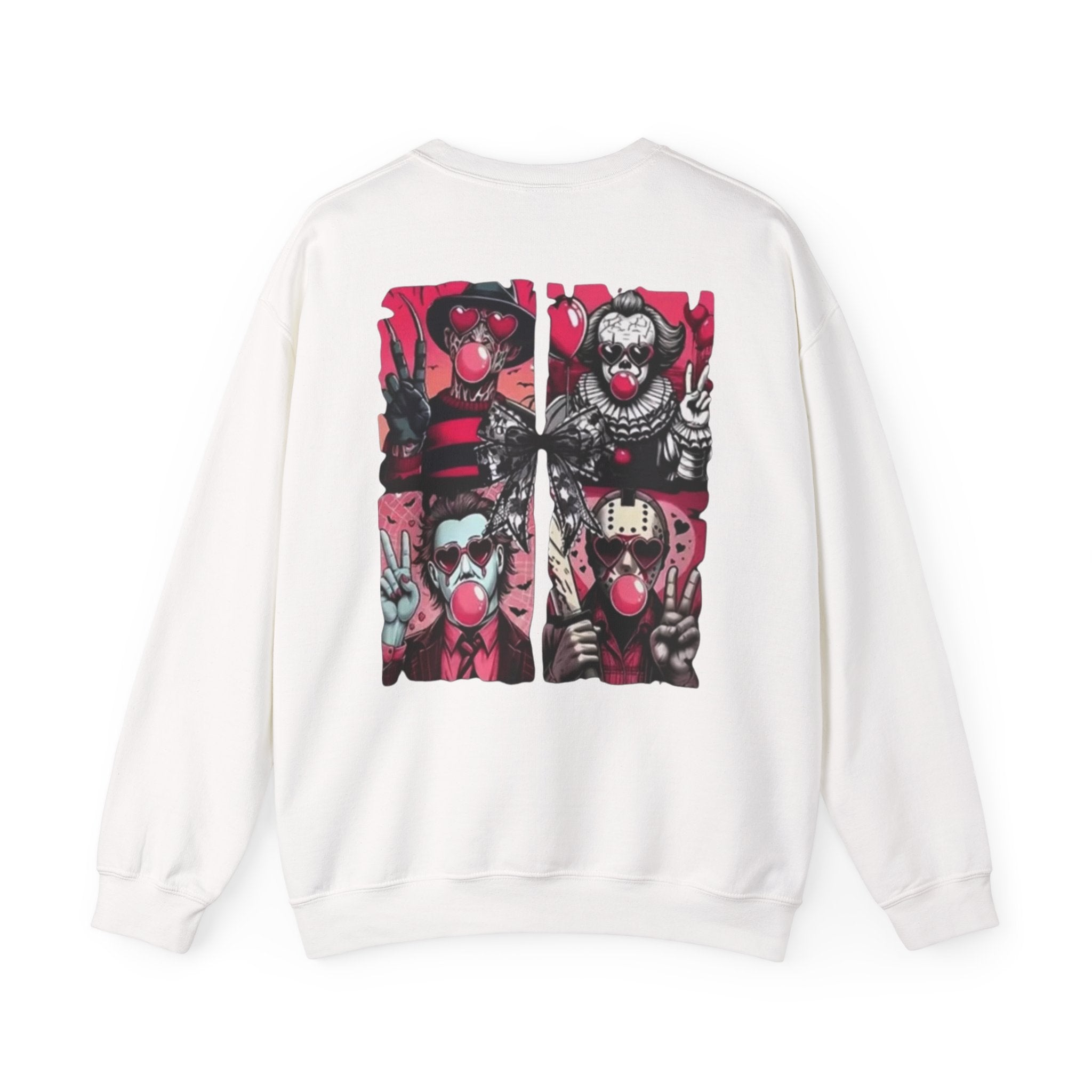 Clown Riot Crewneck Sweatshirt – Pink Horror Patchwork Graphic