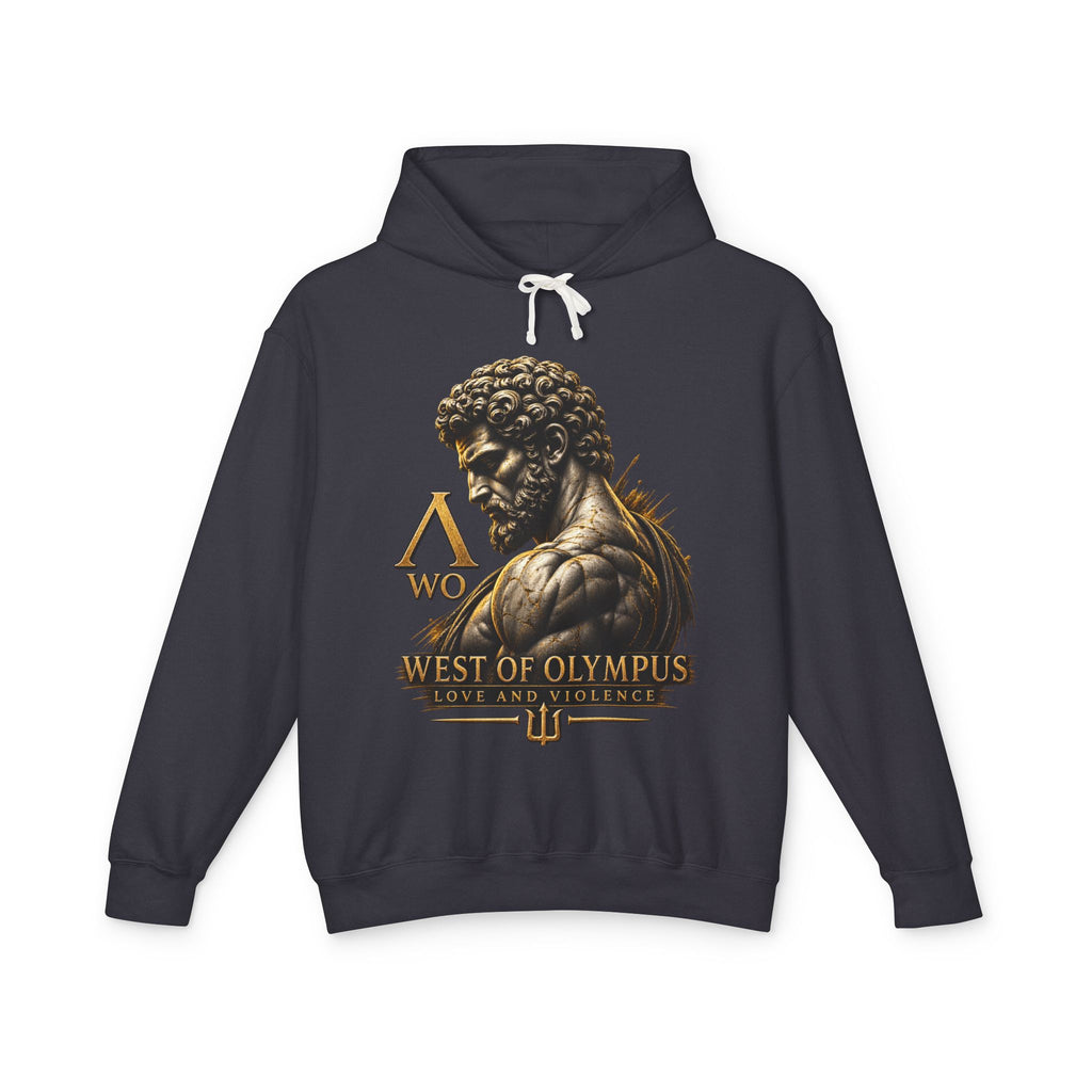 West of Olympus Hoodie — Greek Mythology God Statue Graphic Hoodie