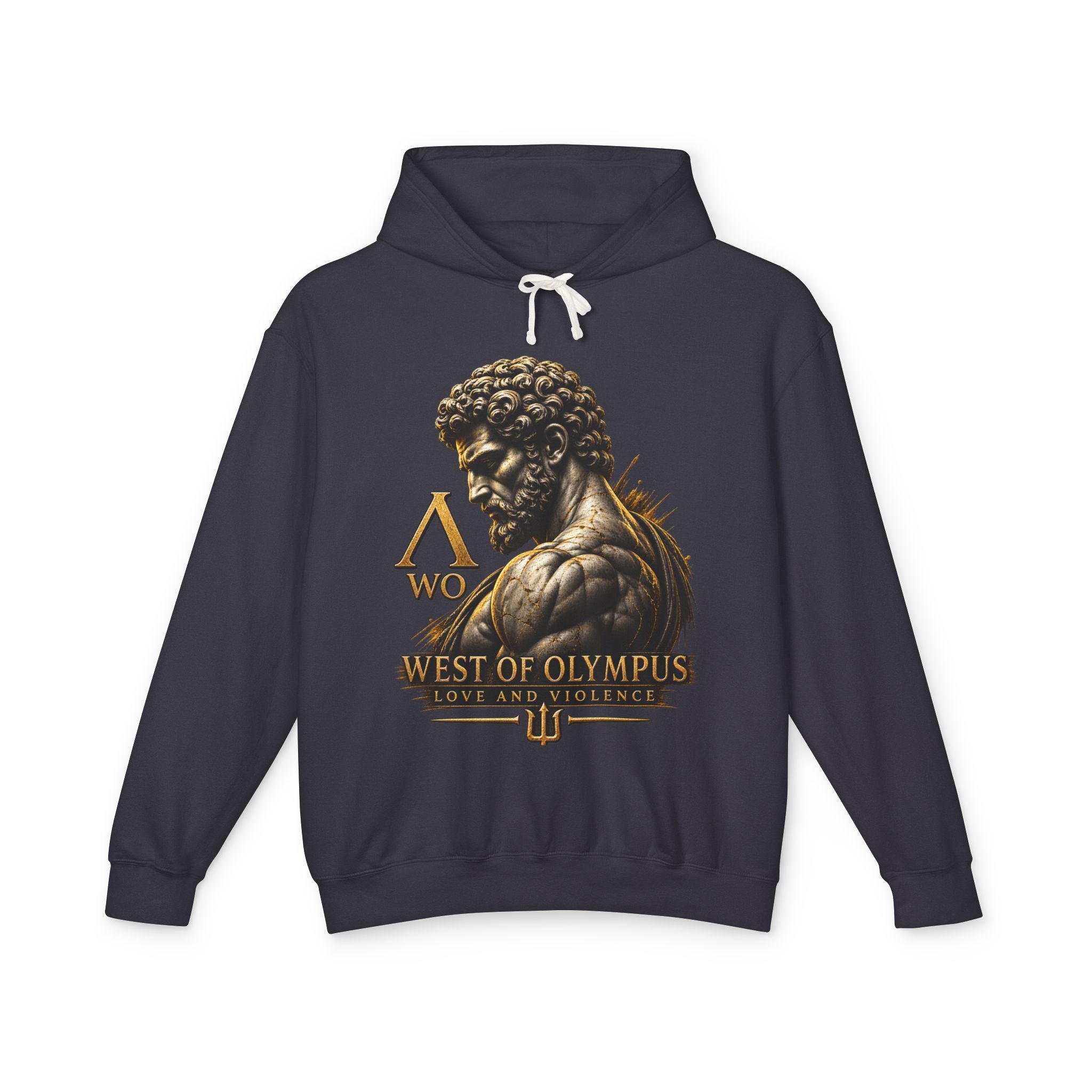 West of Olympus Hoodie — Greek Mythology God Statue Graphic Hoodie