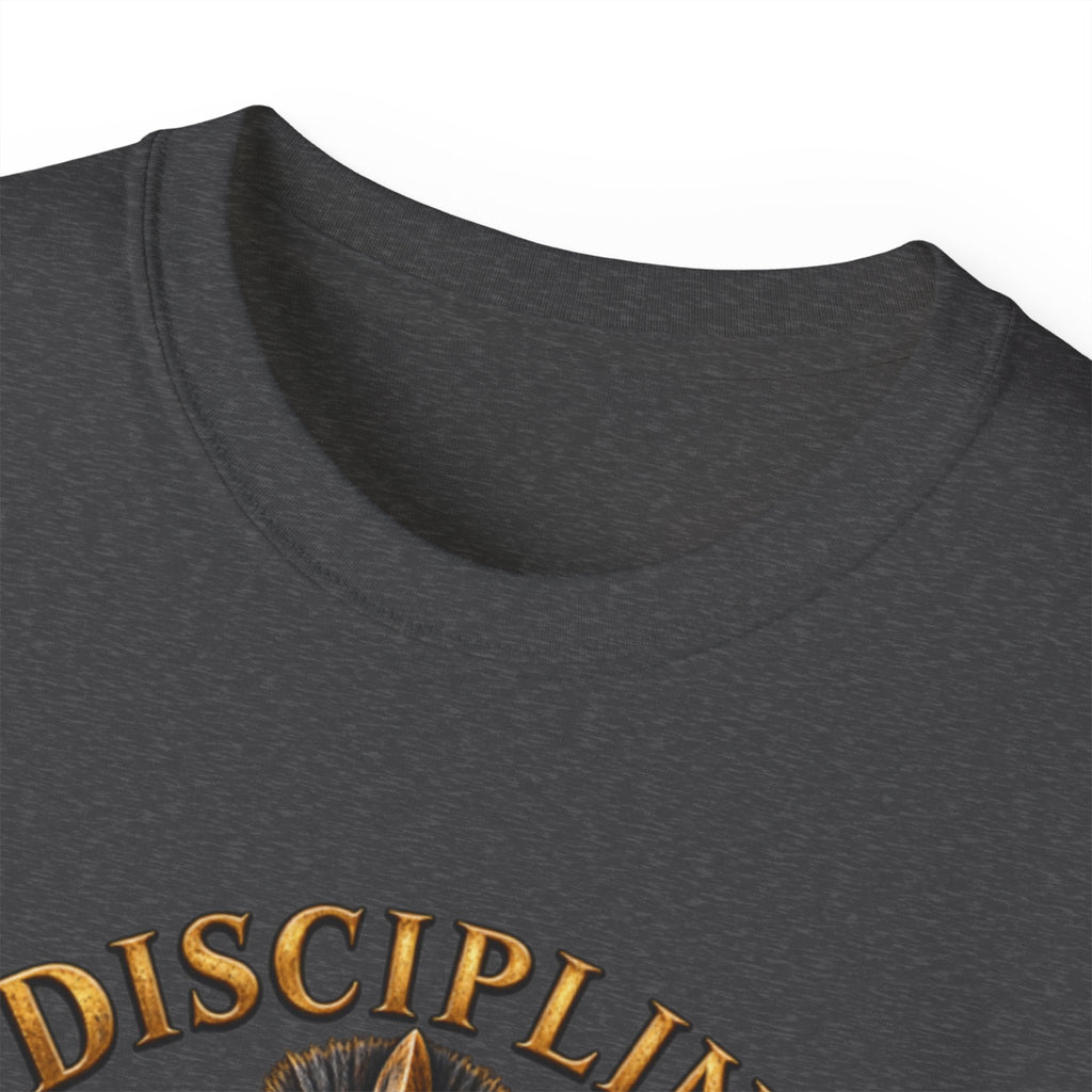 AA Discipline Over Destiny Tee — Forged Not Favored Spartan Helmet T-Shirt