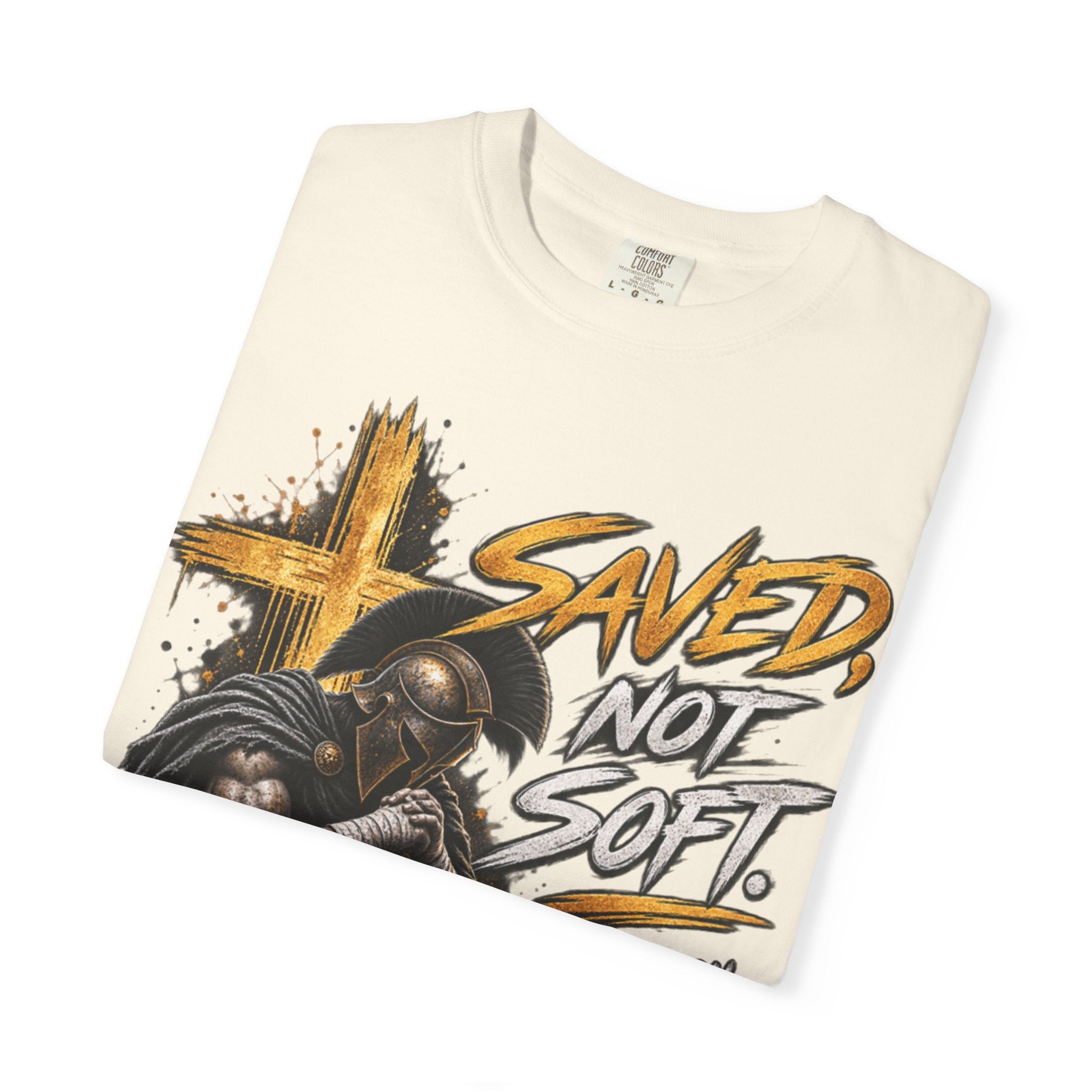 Christian Knight T-Shirt — "Saved Not Soft" Inspirational Faith Graphic Tee