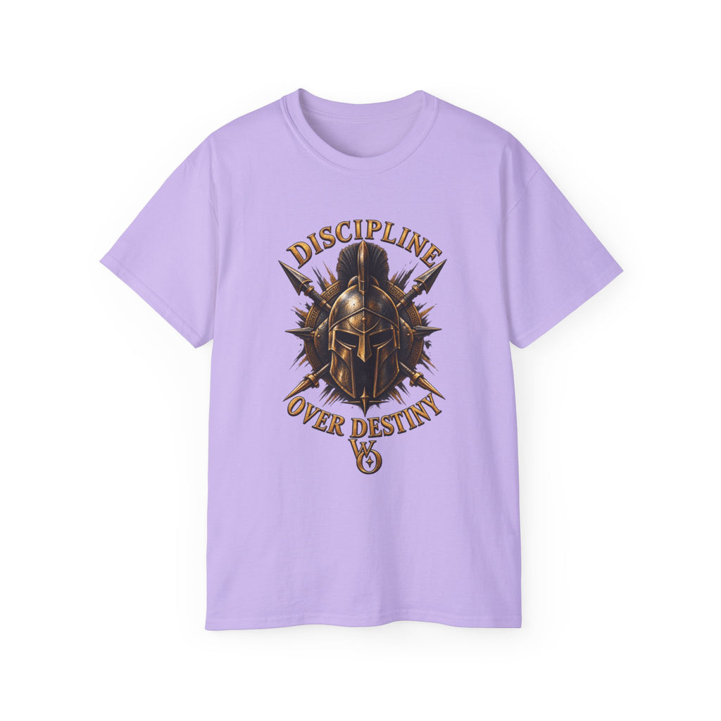 AA Discipline Over Destiny Tee — Forged Not Favored Spartan Helmet T-Shirt