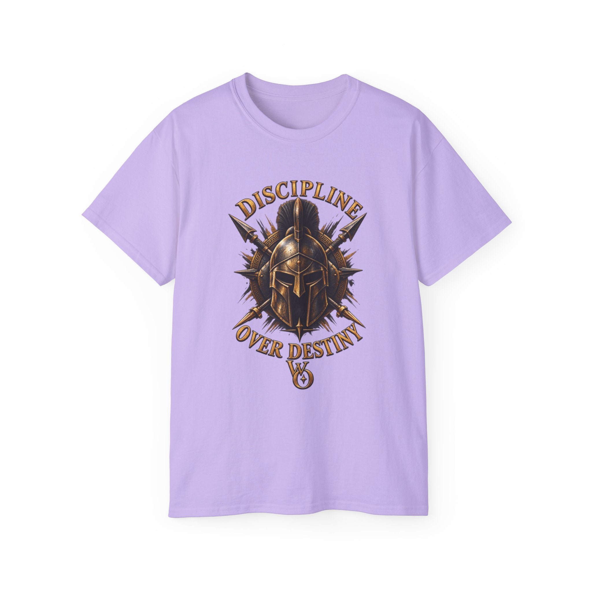 AA Discipline Over Destiny Tee — Forged Not Favored Spartan Helmet T-Shirt