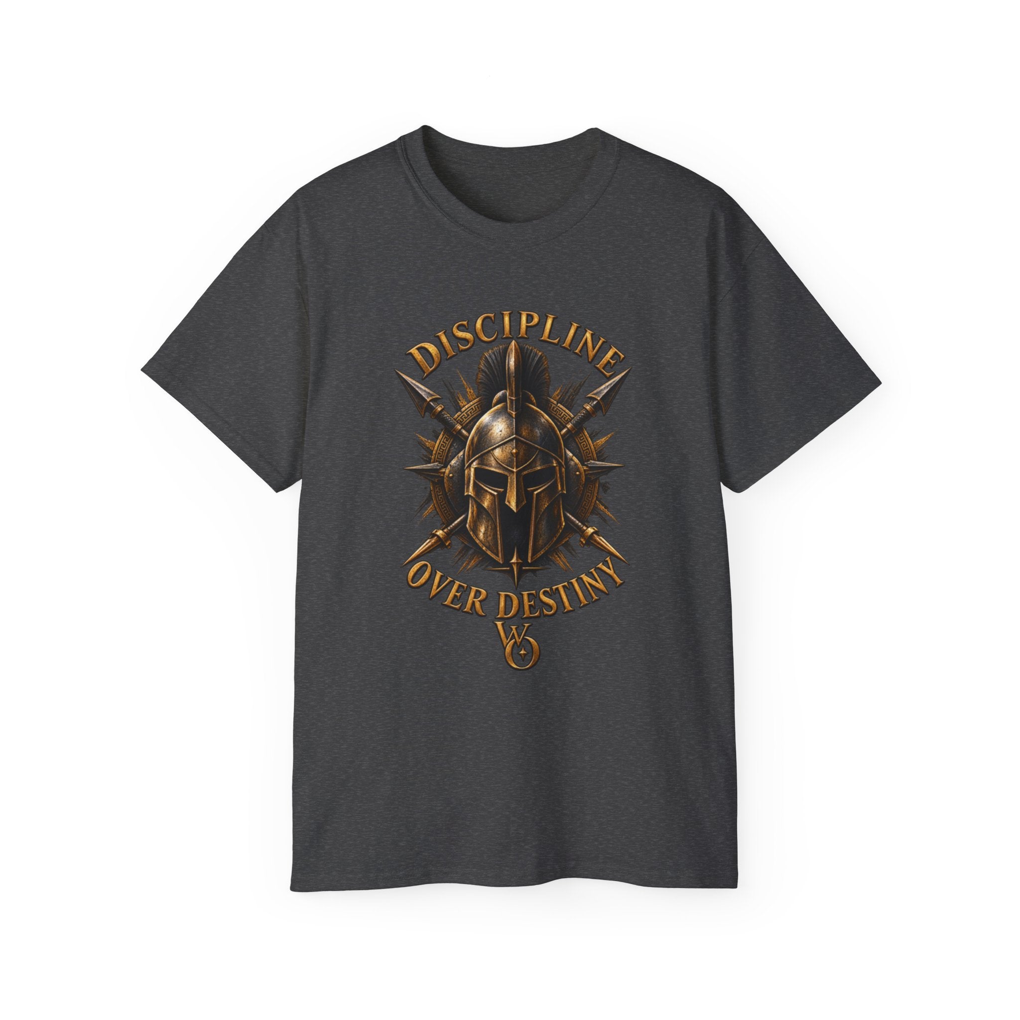 AA Discipline Over Destiny Tee — Forged Not Favored Spartan Helmet T-Shirt