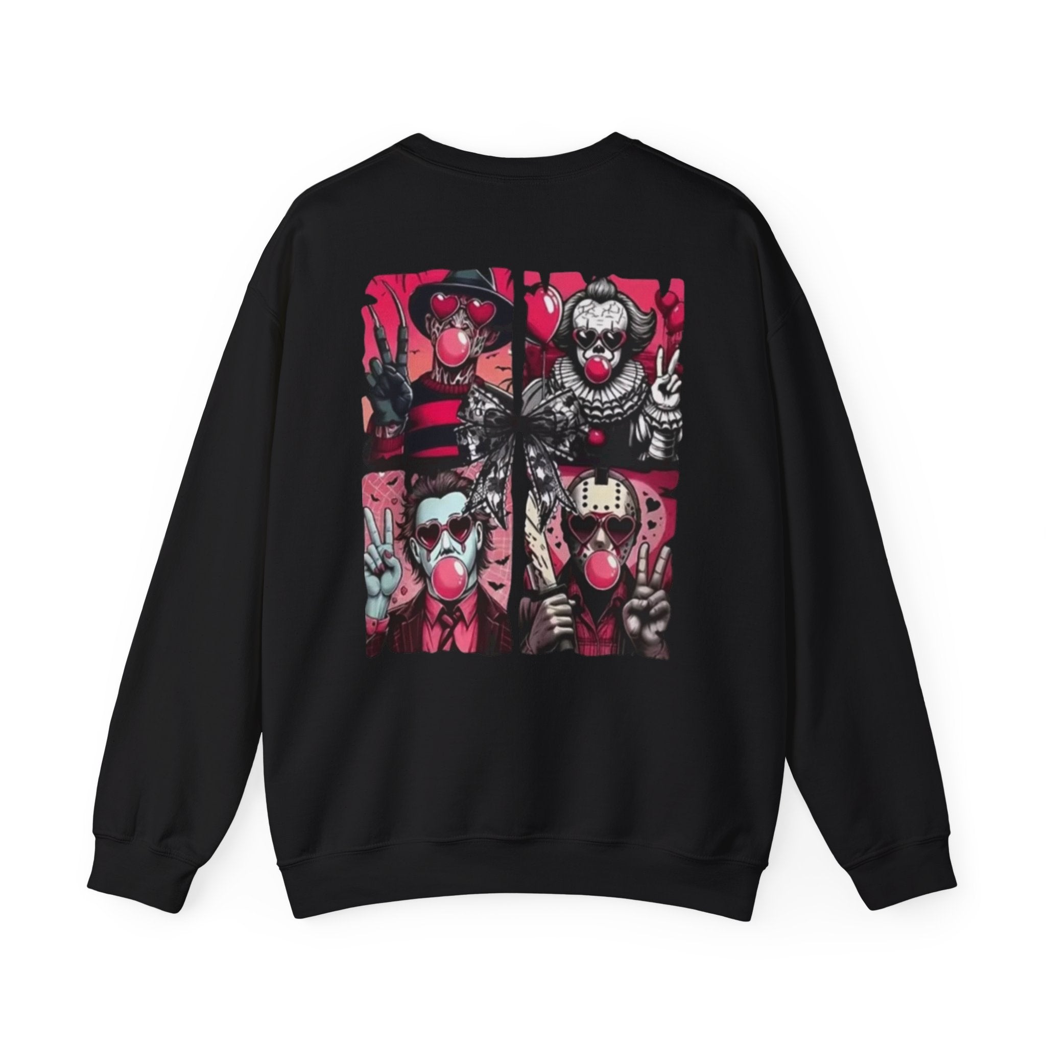 Clown Riot Crewneck Sweatshirt – Pink Horror Patchwork Graphic