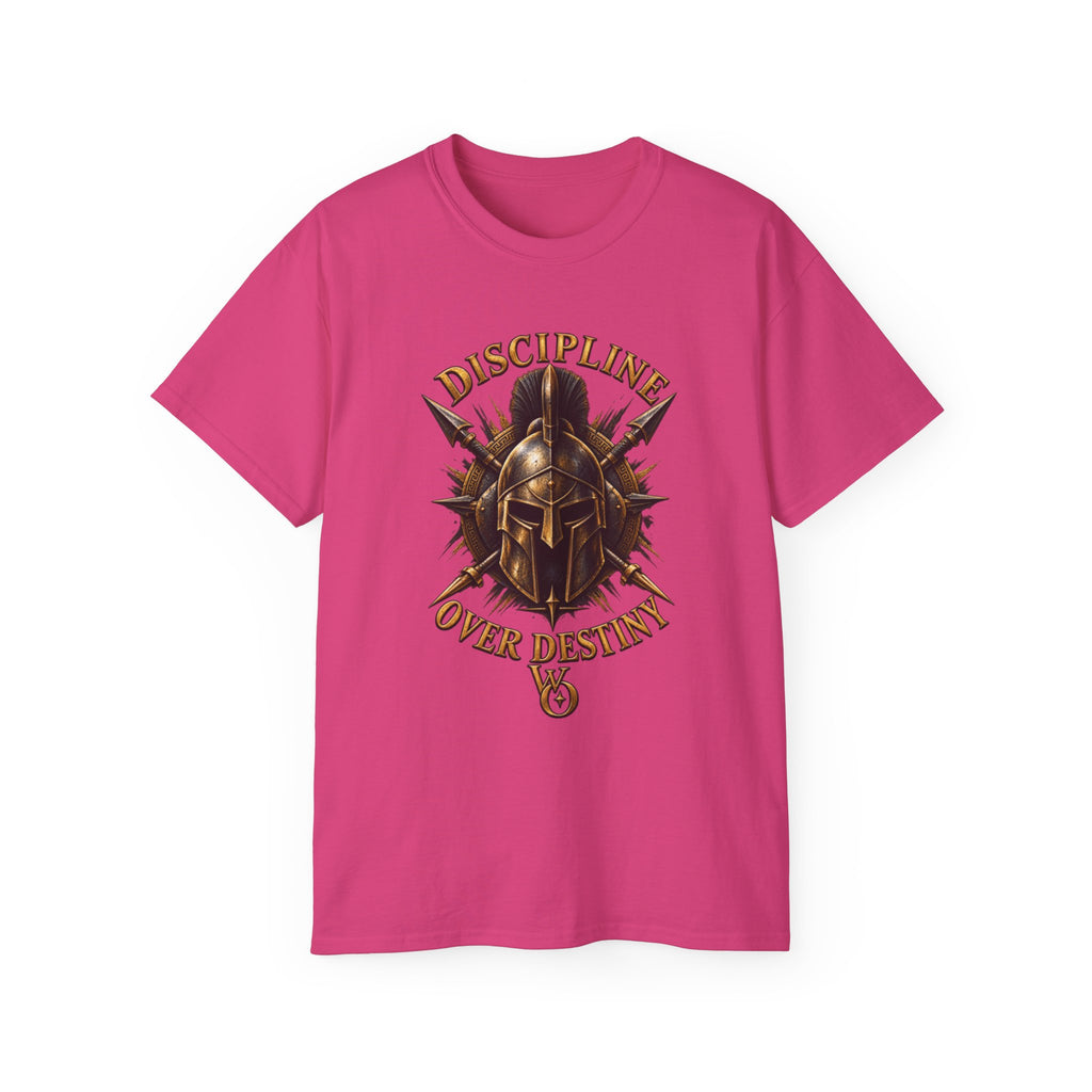 AA Discipline Over Destiny Tee — Forged Not Favored Spartan Helmet T-Shirt