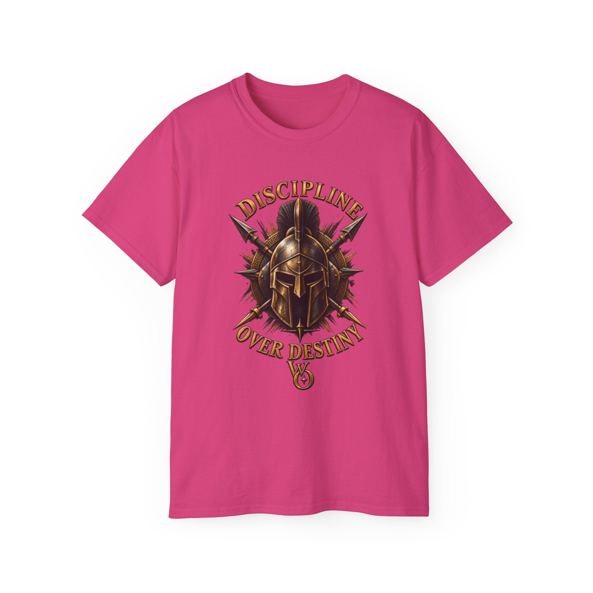 AA Discipline Over Destiny Tee — Forged Not Favored Spartan Helmet T-Shirt