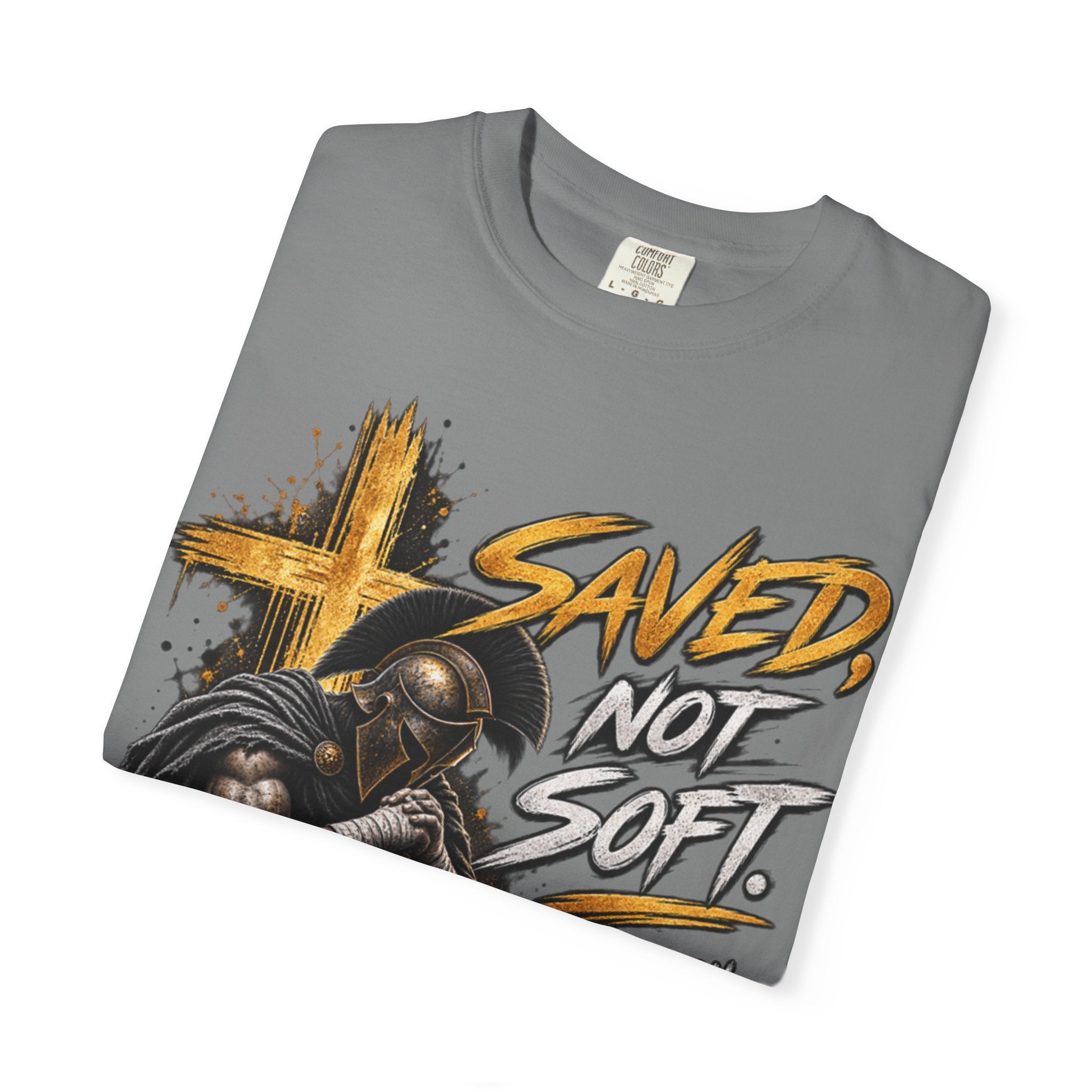 Christian Knight T-Shirt — "Saved Not Soft" Inspirational Faith Graphic Tee