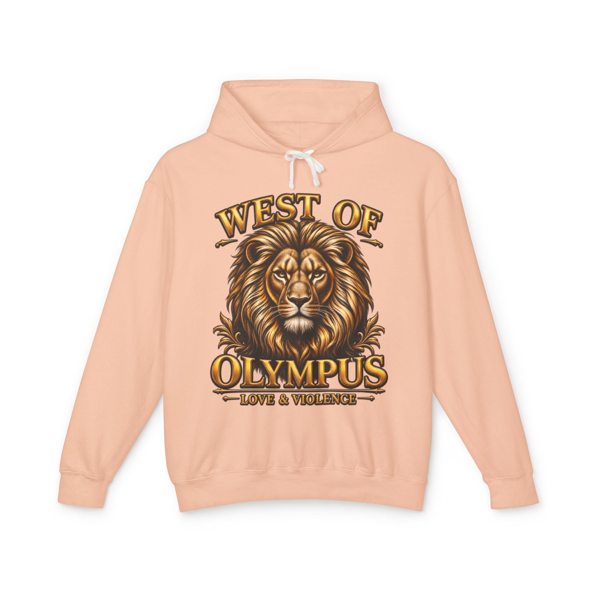 AAA West of Olympus Lion Hoodie — "Love & Violence" Graphic Pullover