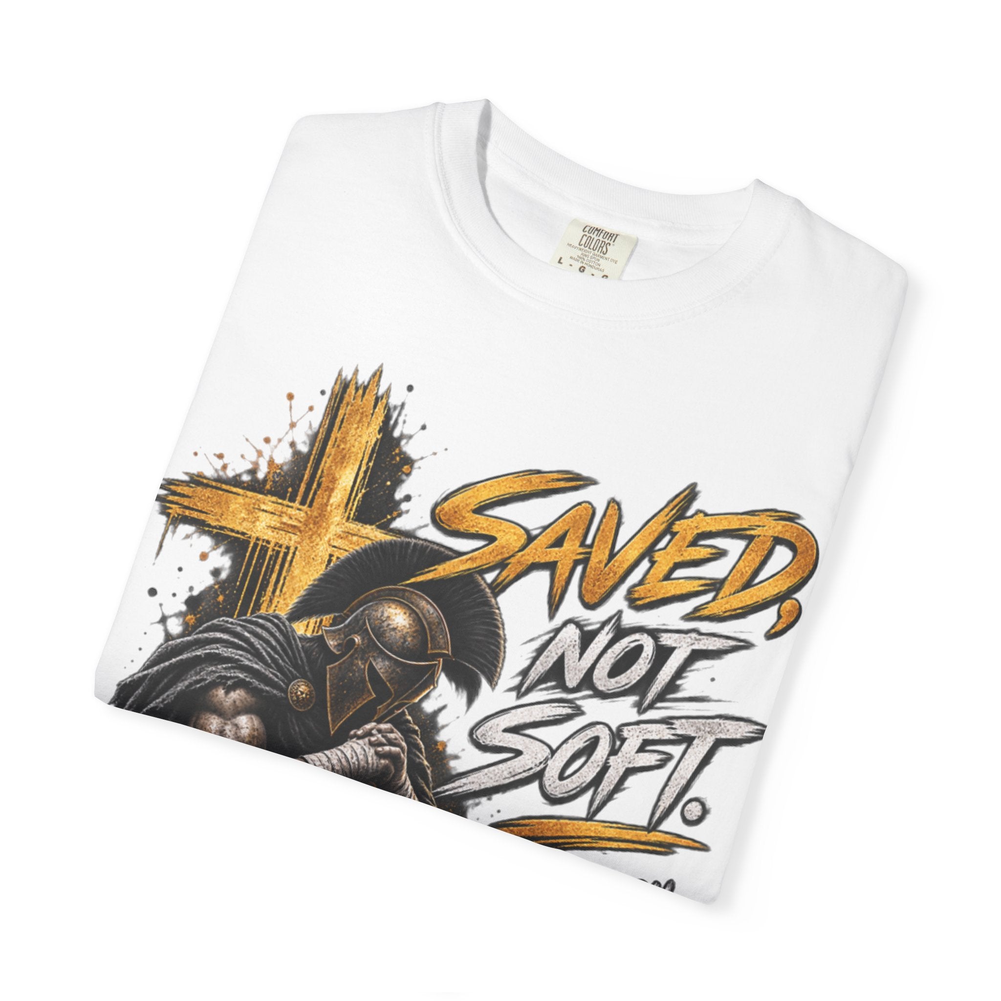 Christian Knight T-Shirt — "Saved Not Soft" Inspirational Faith Graphic Tee