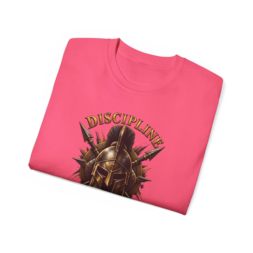 AA Discipline Over Destiny Tee — Forged Not Favored Spartan Helmet T-Shirt