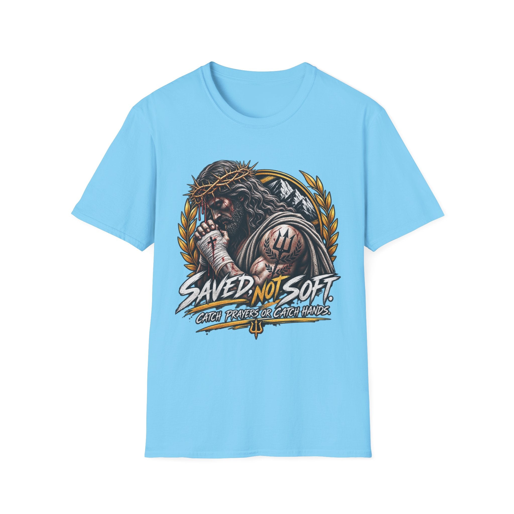 Saved Not Soft T-Shirt — Christian Jesus Crown of Thorns Faith Tee