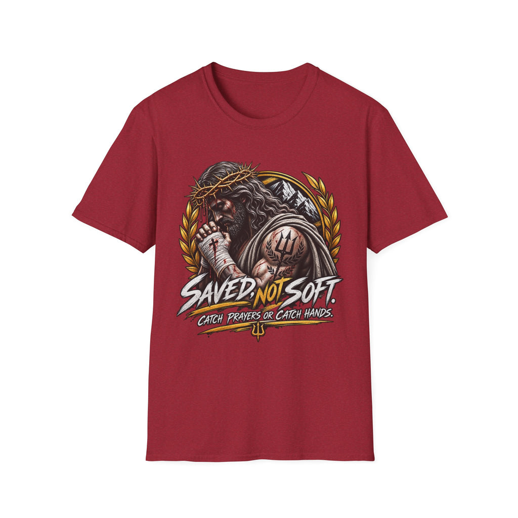 Saved Not Soft T-Shirt — Christian Jesus Crown of Thorns Faith Tee