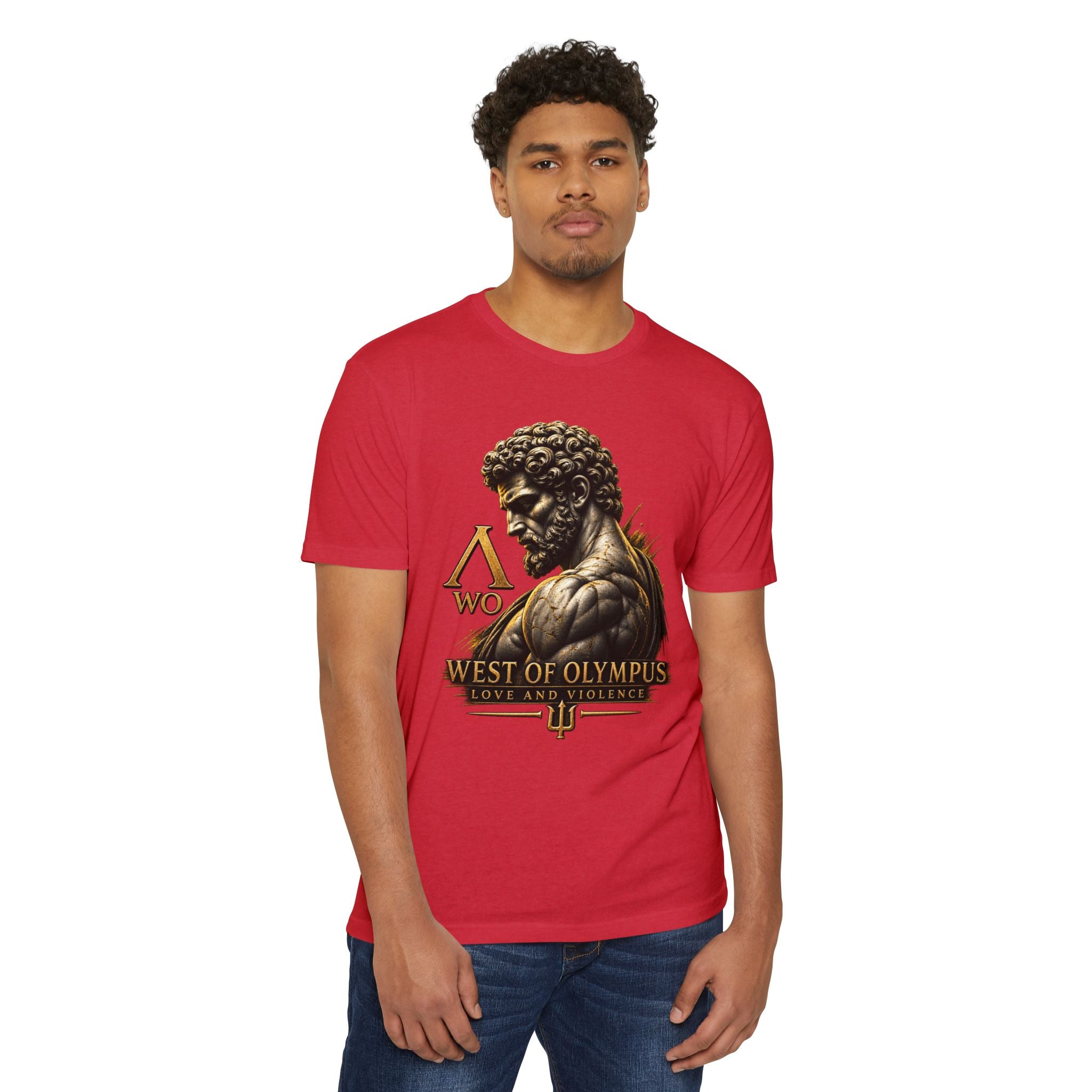 West of Olympus T-Shirt — Mythic Warrior Trident Design