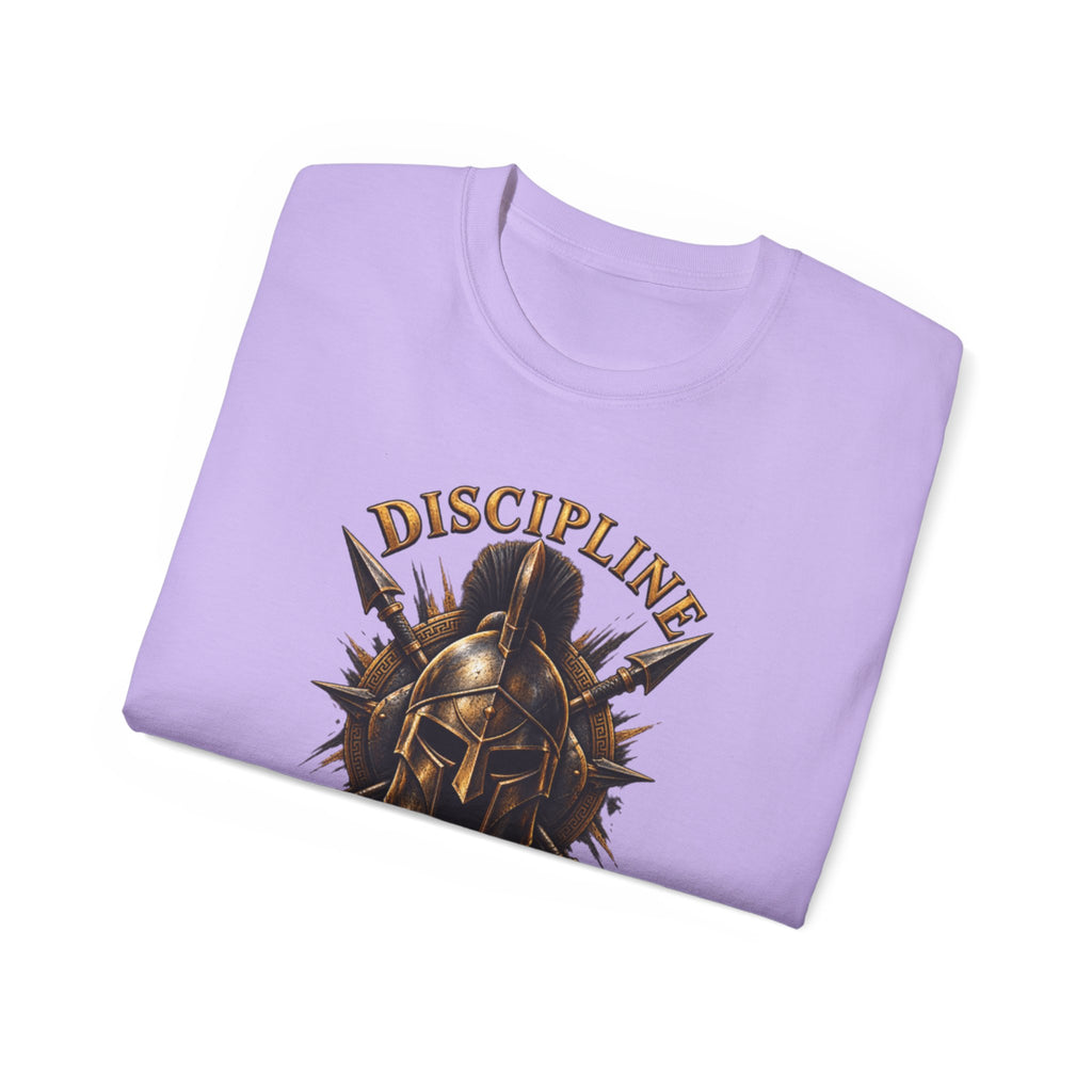AA Discipline Over Destiny Tee — Forged Not Favored Spartan Helmet T-Shirt