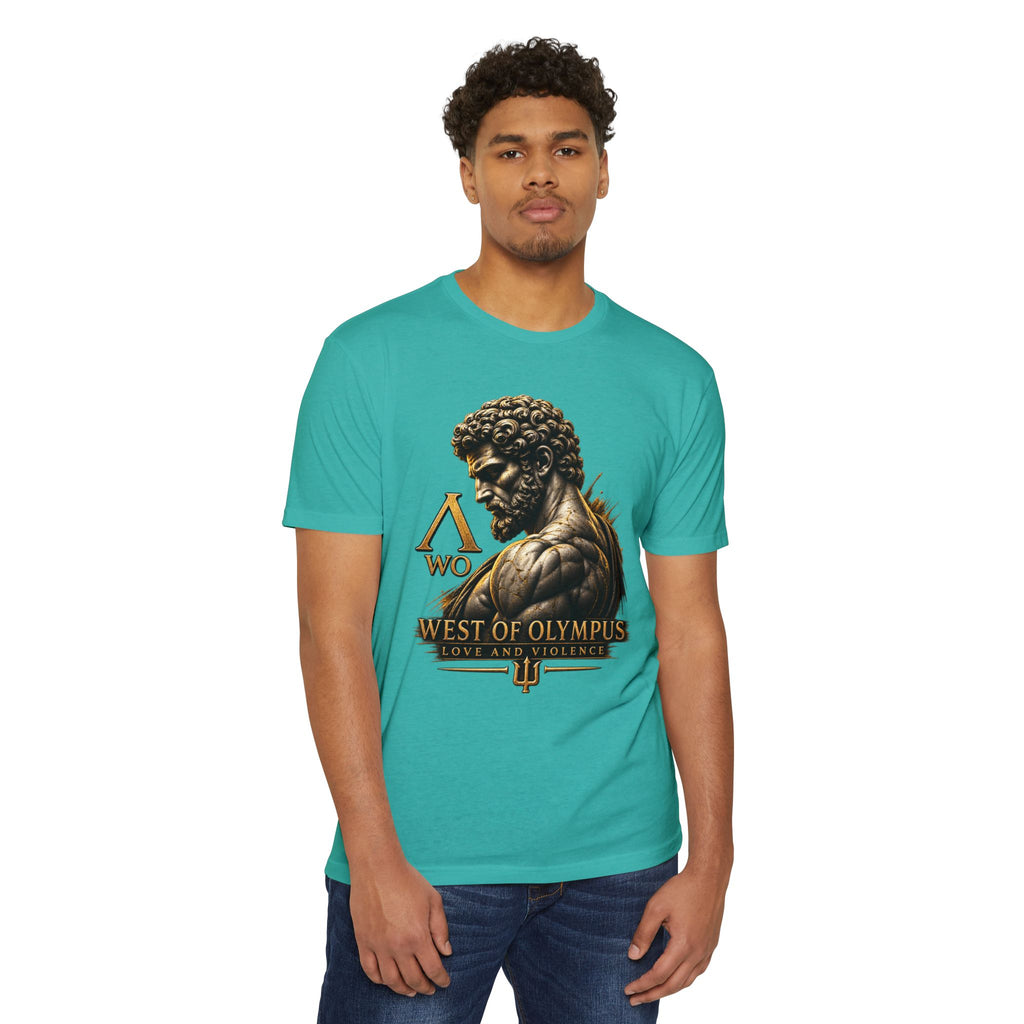 West of Olympus T-Shirt — Mythic Warrior Trident Design