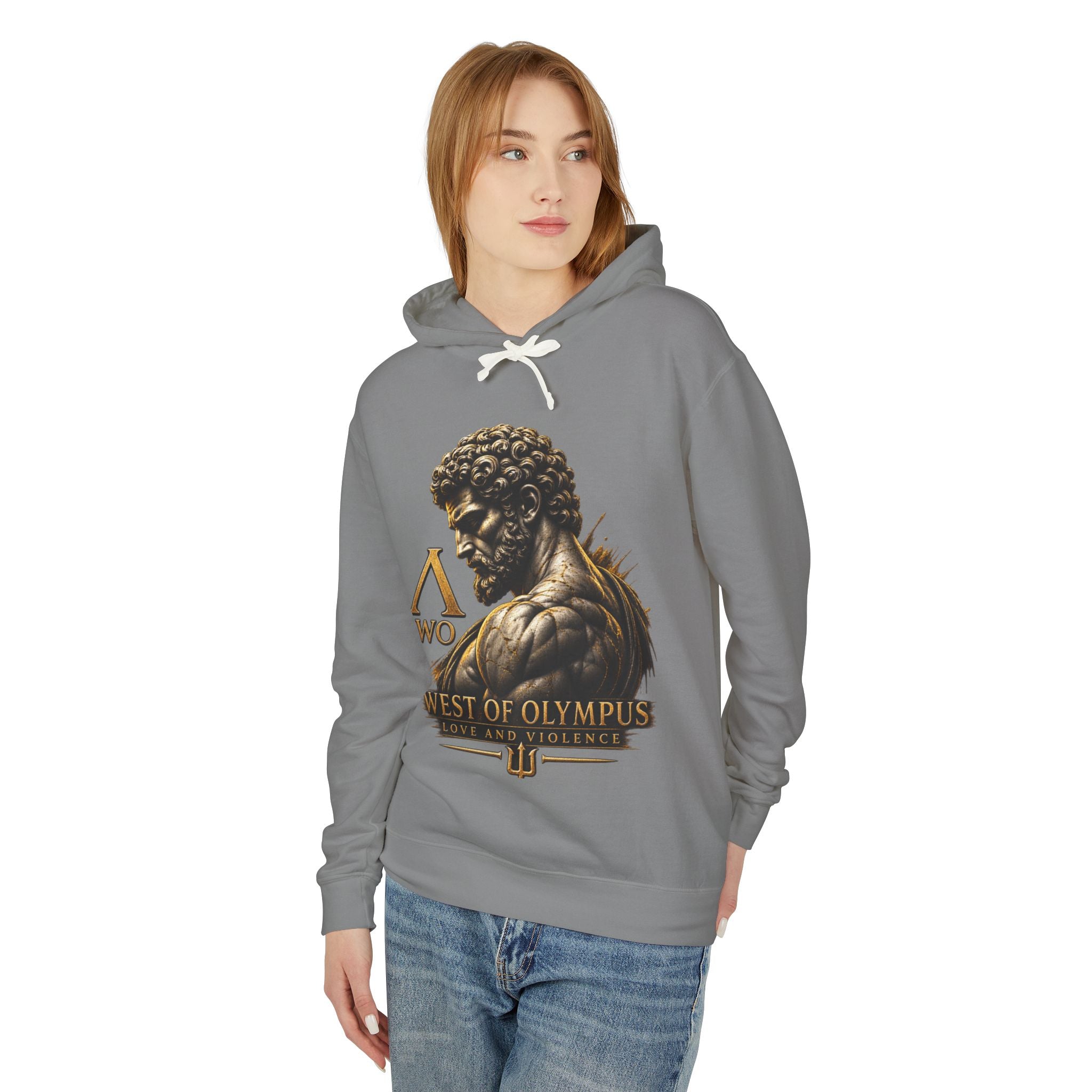 West of Olympus Hoodie — Greek Mythology God Statue Graphic Hoodie