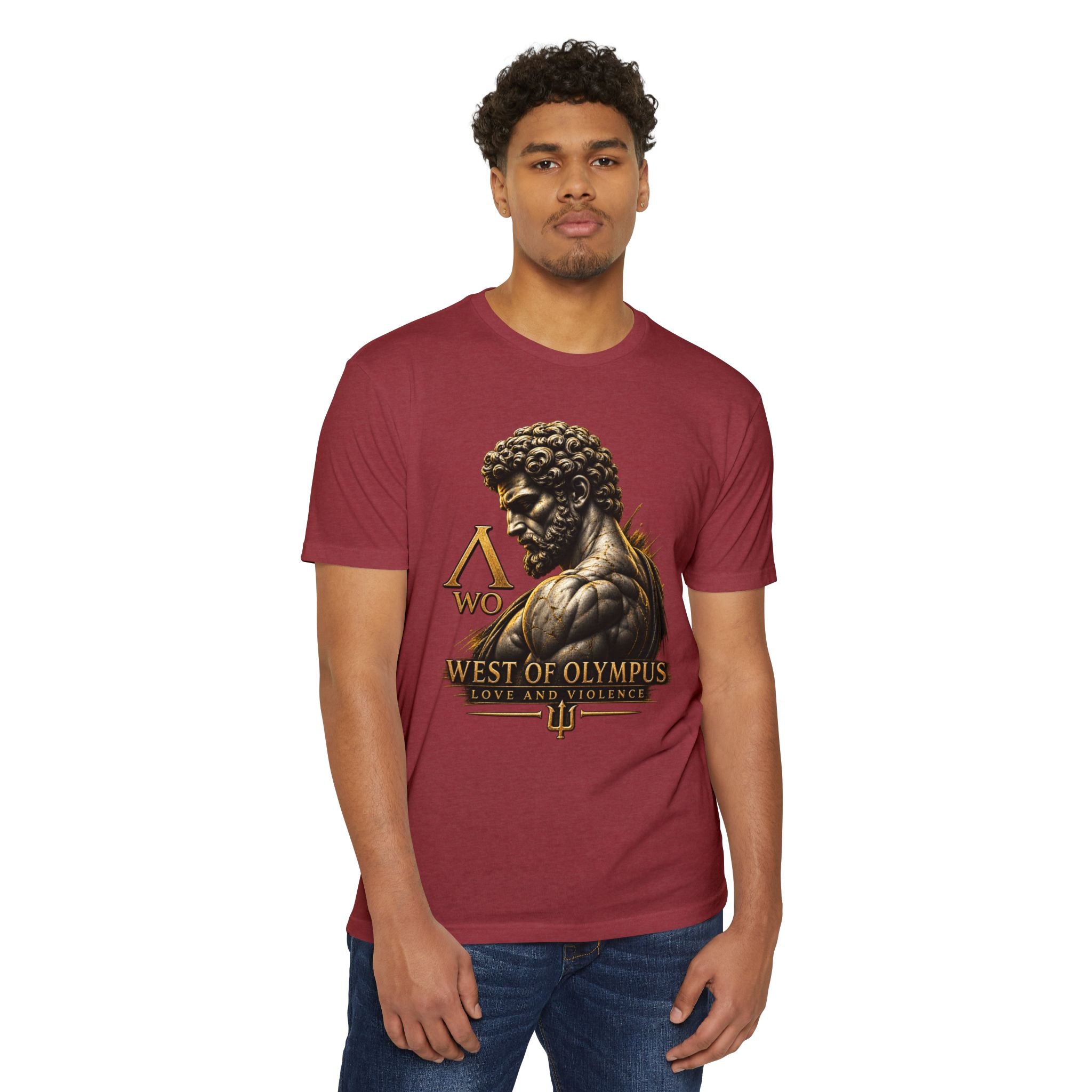 West of Olympus T-Shirt — Mythic Warrior Trident Design