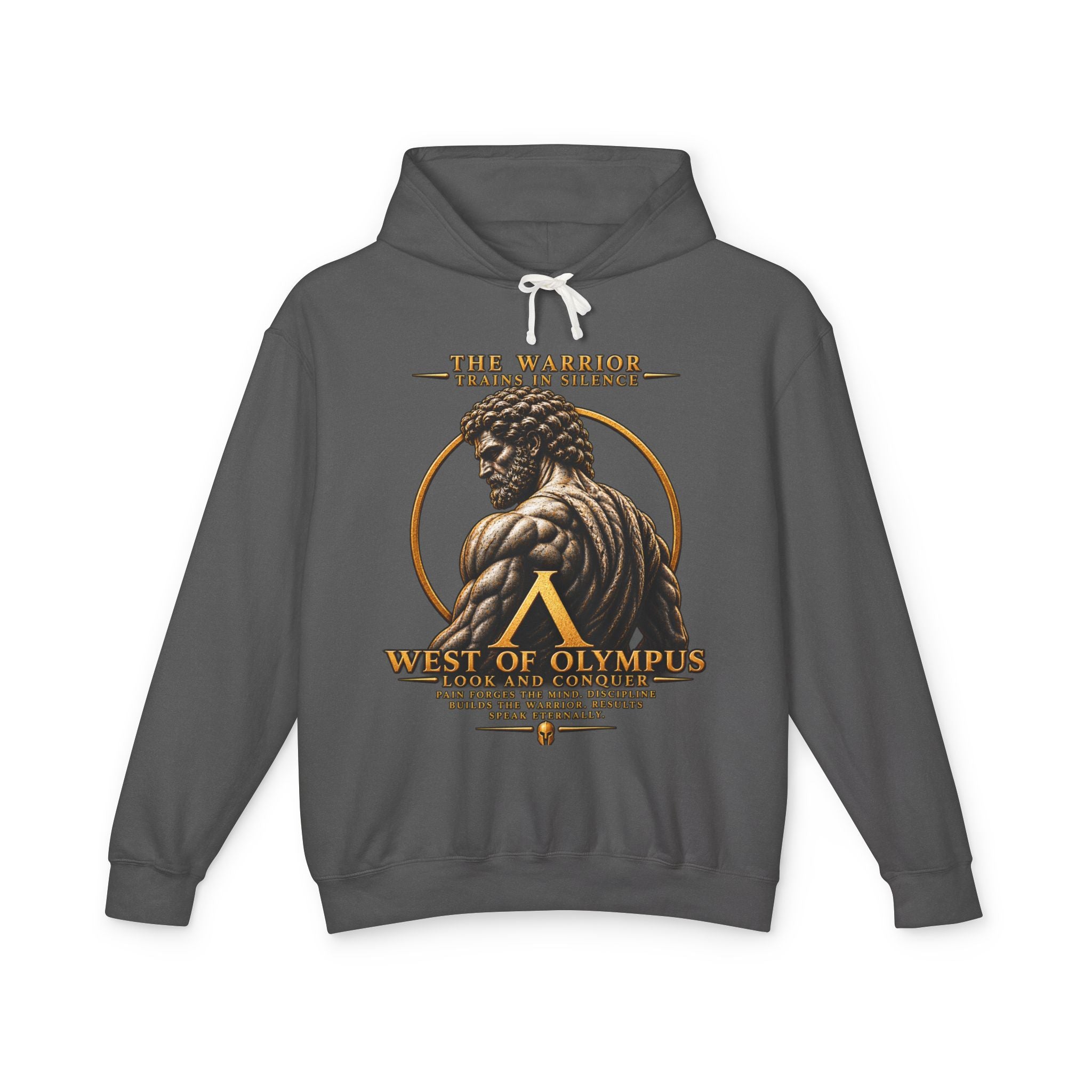 West of Olympus Warrior Hoodie — Greek Mythology Muscle Back Graphic Hoodie